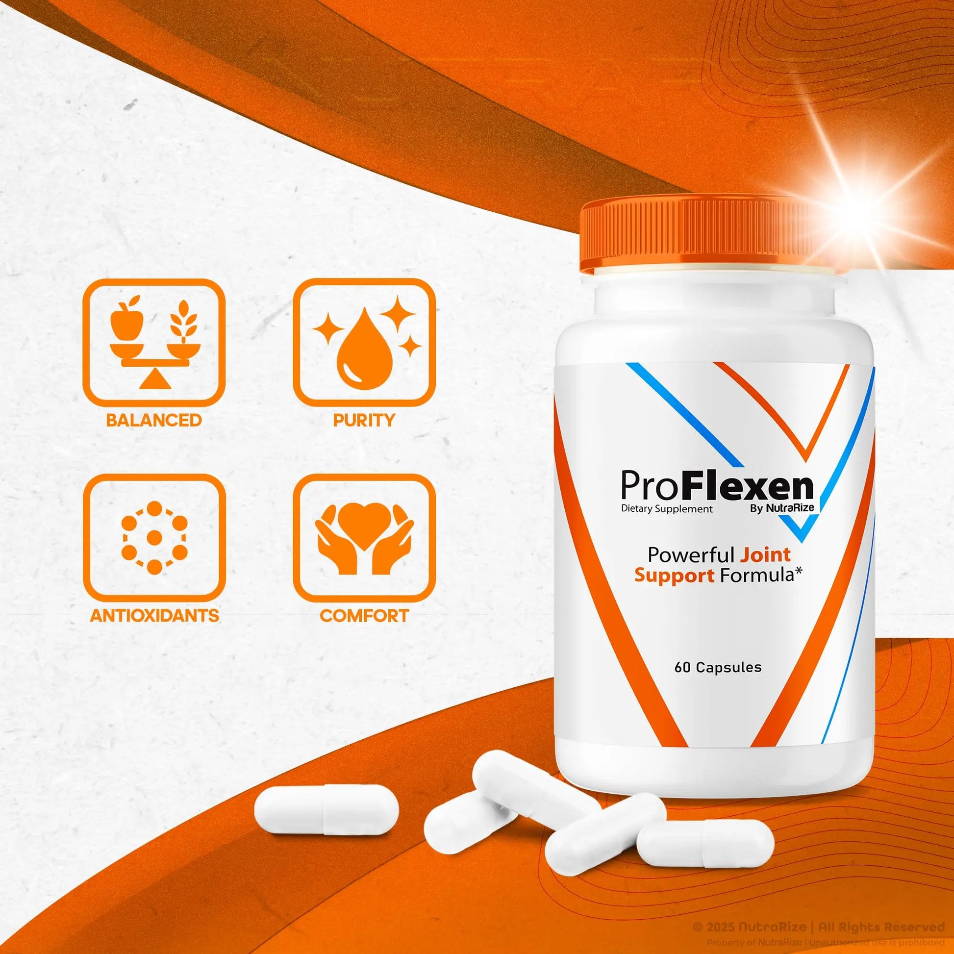 ProFlexen Capsules, ProFlexen Advanced Joint Support Formula, ProFlexen Collagen Support Pills, All Natural Supplement for Healthy and Flexible Joints, Official Pro Flexen Joint Reviews (60 Capsules) NutraRize uk supplements