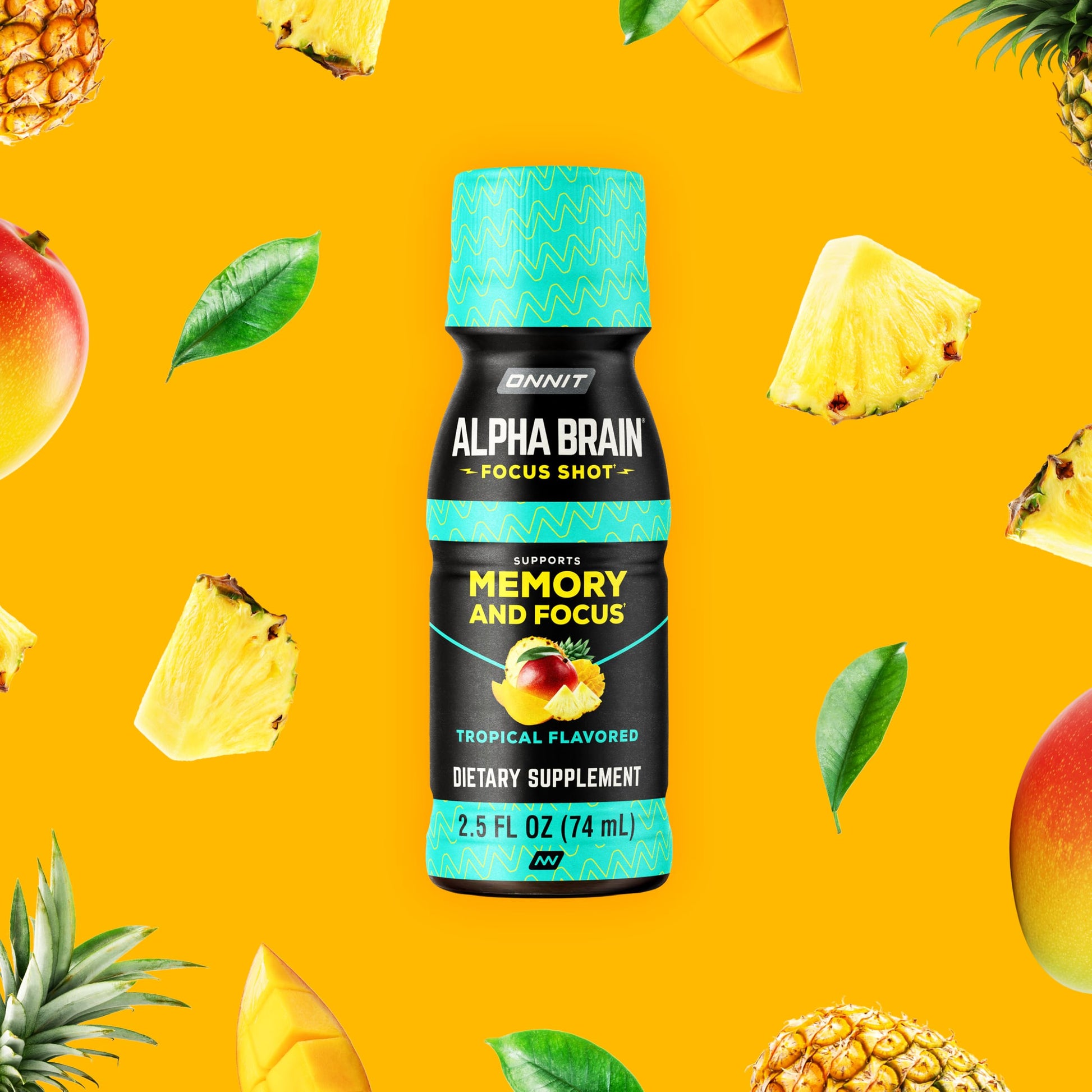 ONNIT Alpha Brain Focus Shot, Tropical Flavor, Nootropic Dietary Supplement Drink That Supports Energy, Focus, and Mood, IGEN™ Non-GMO Tested, 2.5 fl oz, 6 Count ONNIT uk supplements