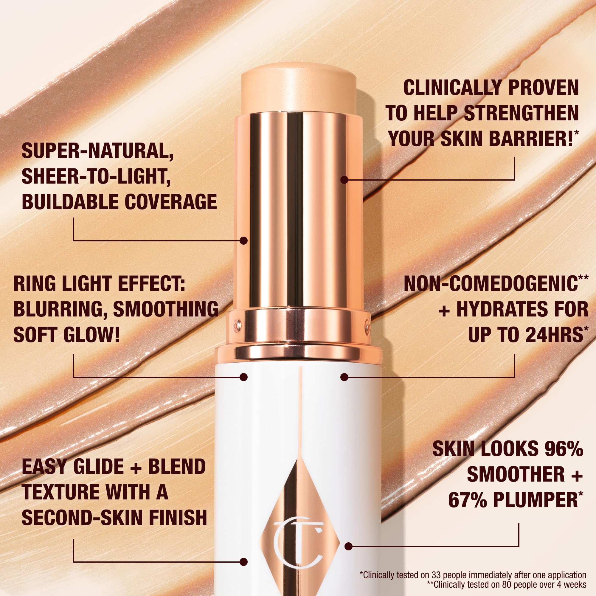 Charlotte Tilbury Unreal Skin Tint & Sheer Glow Hydrating Foundation Stick - Cream Foundation Makeup with Sheer-to-Light Coverage & a Buildable Formula - Blurring, Smoothing & Nourishing - 3 Fair Charlotte Tilbury uk supplements
