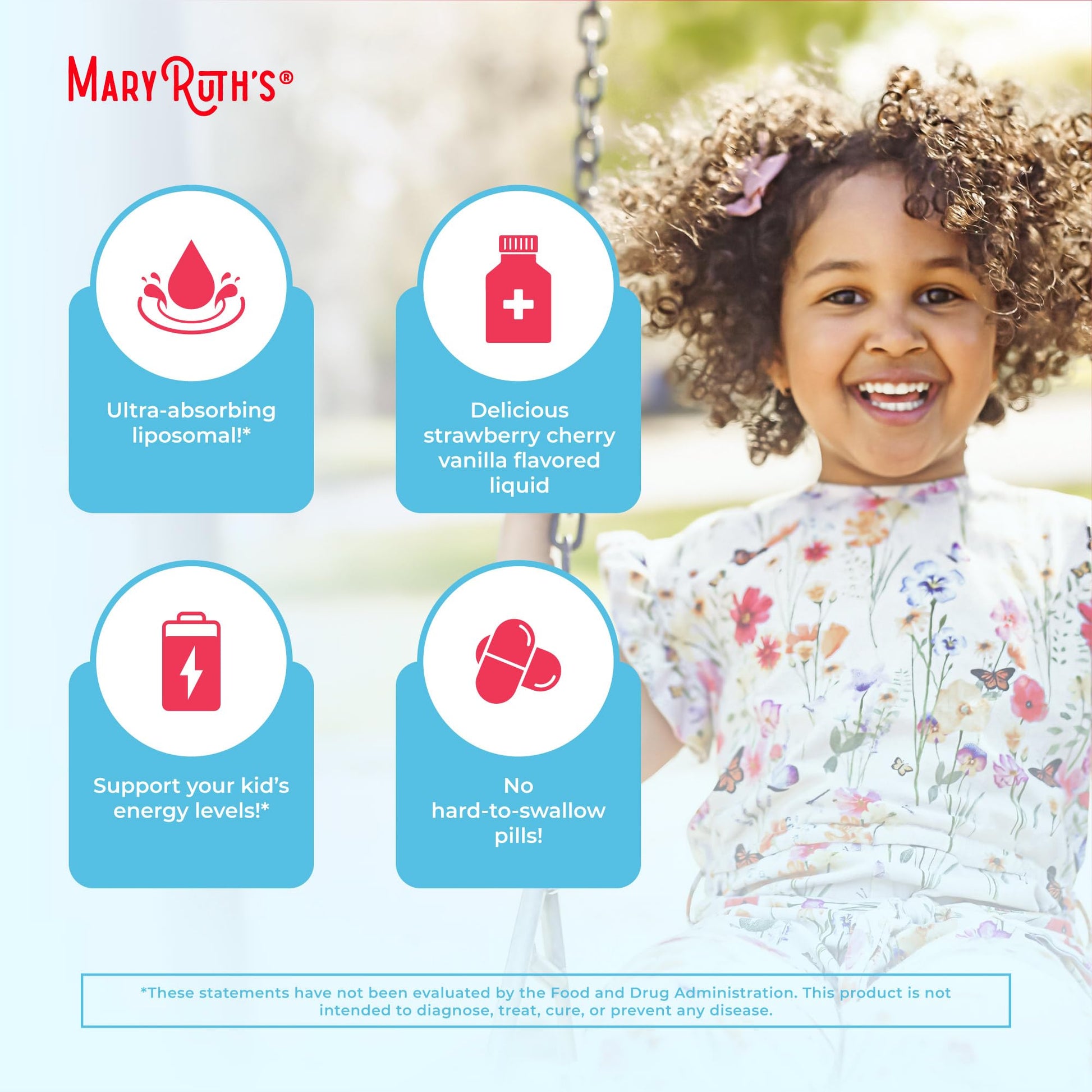 MaryRuth Organics Kids Multivitamin Liposomal | Vegan, Sugar-Free Vitamins for Kids | Ages 4+ | 2 Month Supply | 15.22 Fl Oz MARYRUTH'S uk supplements
