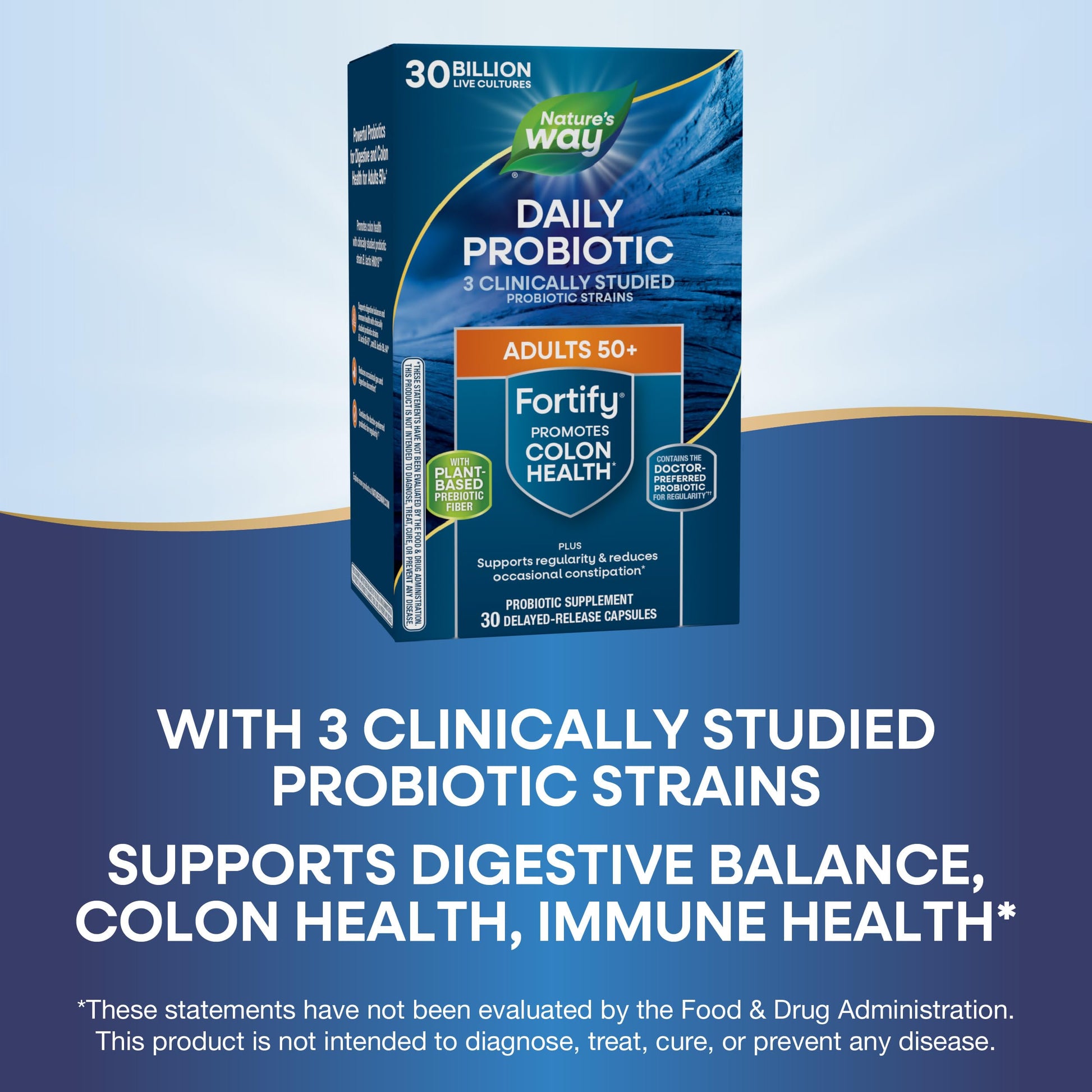 Nature's Way Fortify 50+ Daily Probiotic for Men & Women, 30 Billion Live Cultures, Colon, Digestive, and Immune Health Support* Supplement, 30 Capsules Nature's Way uk supplements