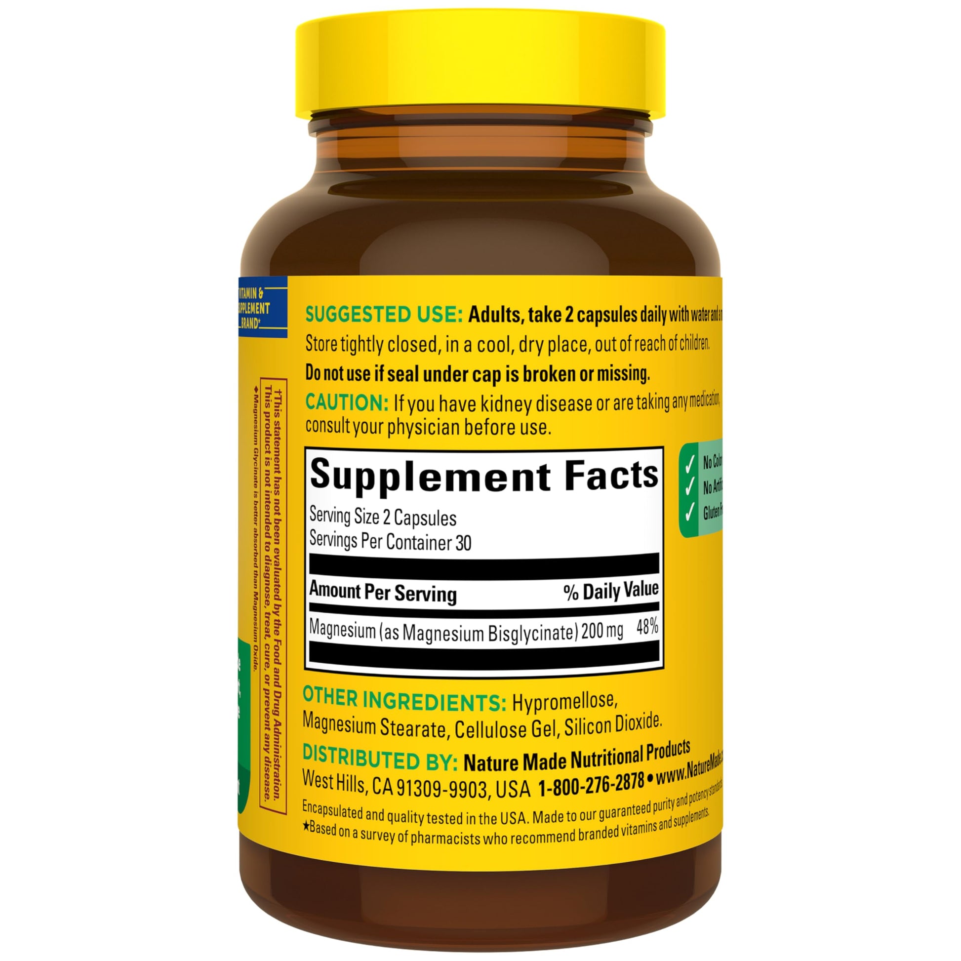 Nature Made Magnesium Glycinate 200 mg per Serving, Magnesium Supplement for Muscle, Heart, Nerve and Bone Support, 60 Magnesium Bisglycinate Capsules, 30 Day Supply Nature Made uk supplements
