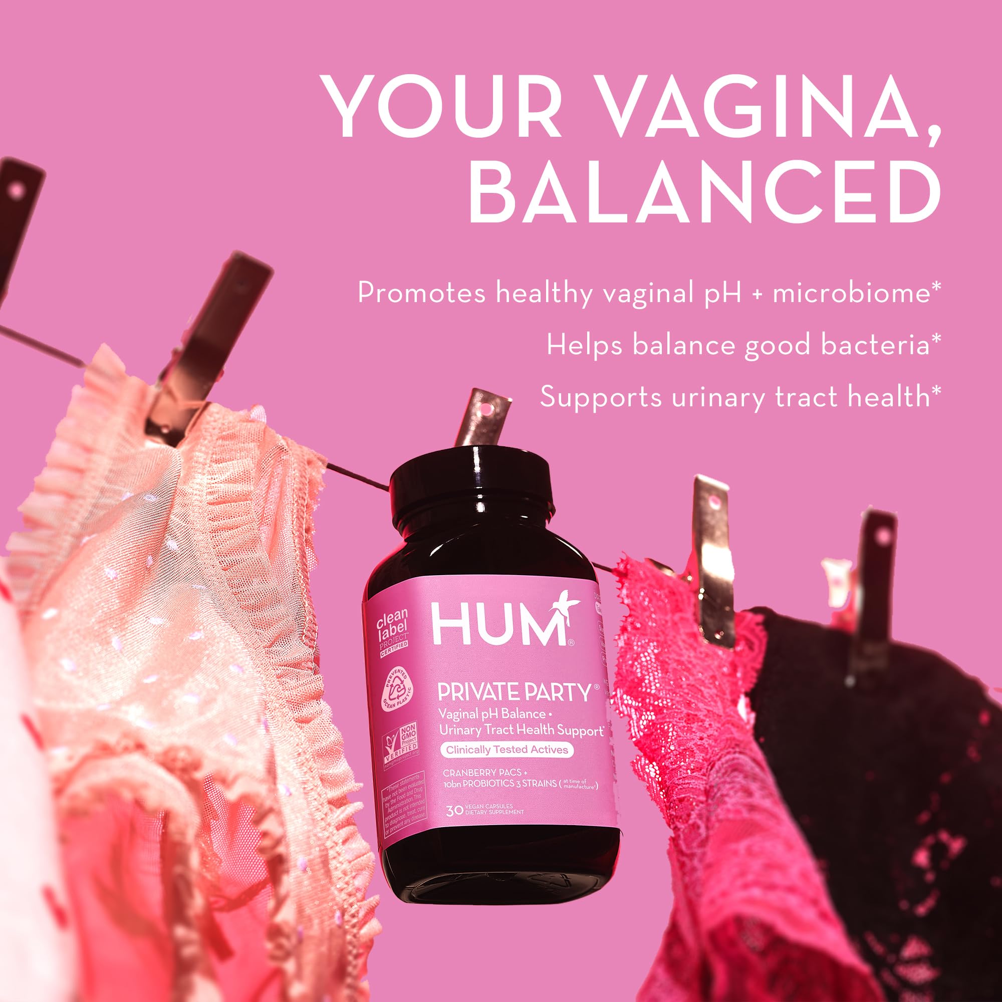 HUM Private Party Pills - Vaginal Probiotics for Women's Ph Balance with Cranberry HUM uk supplements