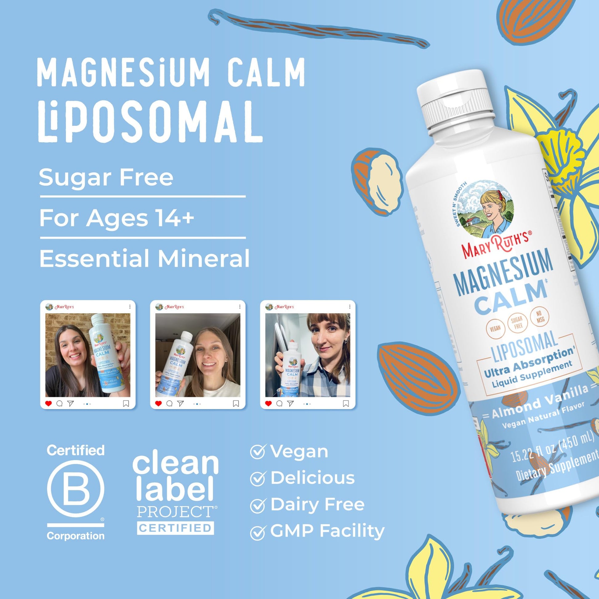 MaryRuth Organics Magnesium Liposomal| Magnesium Supplement | Magnesium Bisglycinate | Muscle & Bone Support | Mood Support Vitamin | Vegan | Non-GMO | Gluten Free | 15.22 Fl Oz | 30 Servings MARYRUTH'S uk supplements
