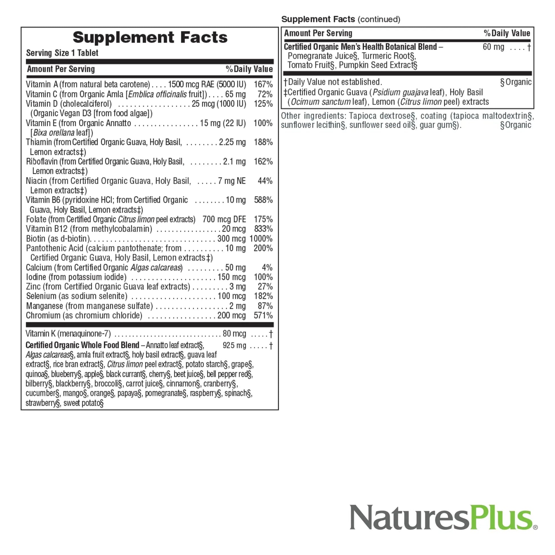 NaturesPlus Source of Life Garden Men’s Once Daily Multivitamin - 30 Tablets - Supports Energy & Stamina Nature's Plus uk supplements