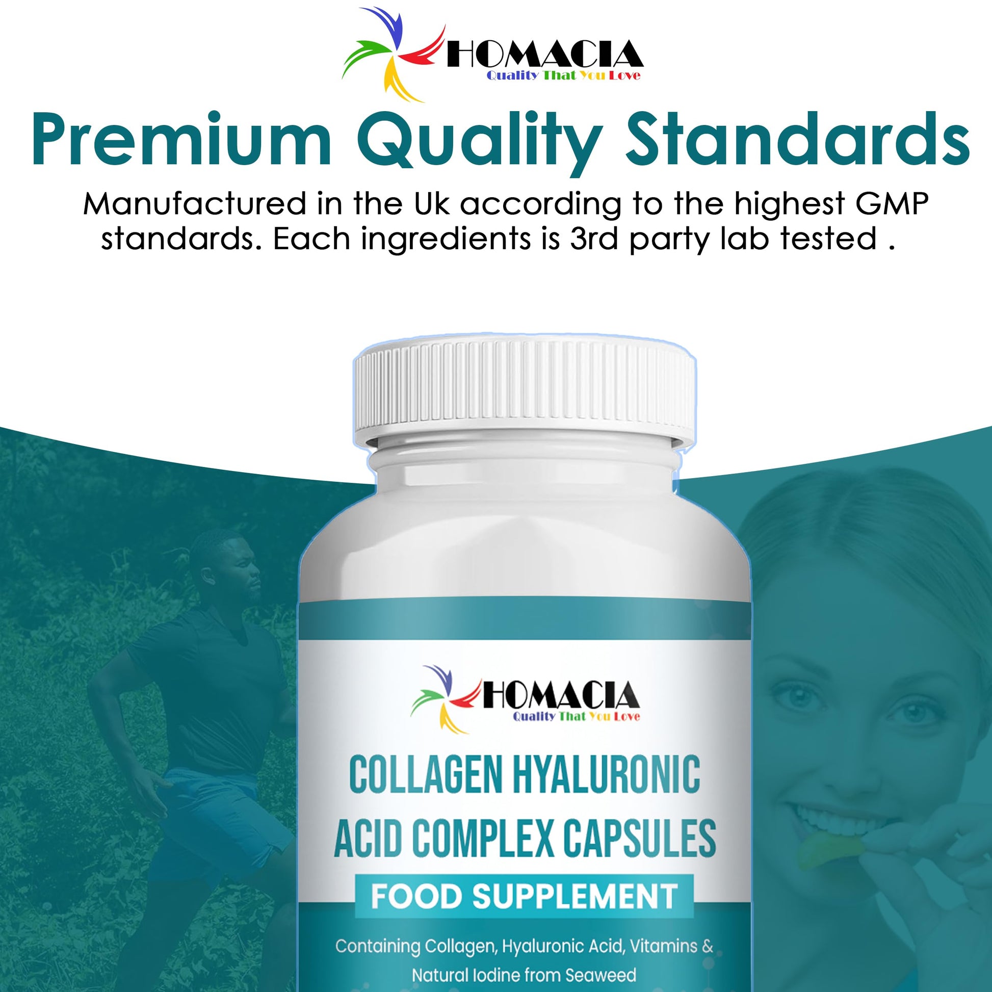 Homacia’s Collagen Capsules | Marine Collagen with Hyaluronic Acid | Pure Collagen Supplements for Women HOMACIA Quality That You love uk supplements
