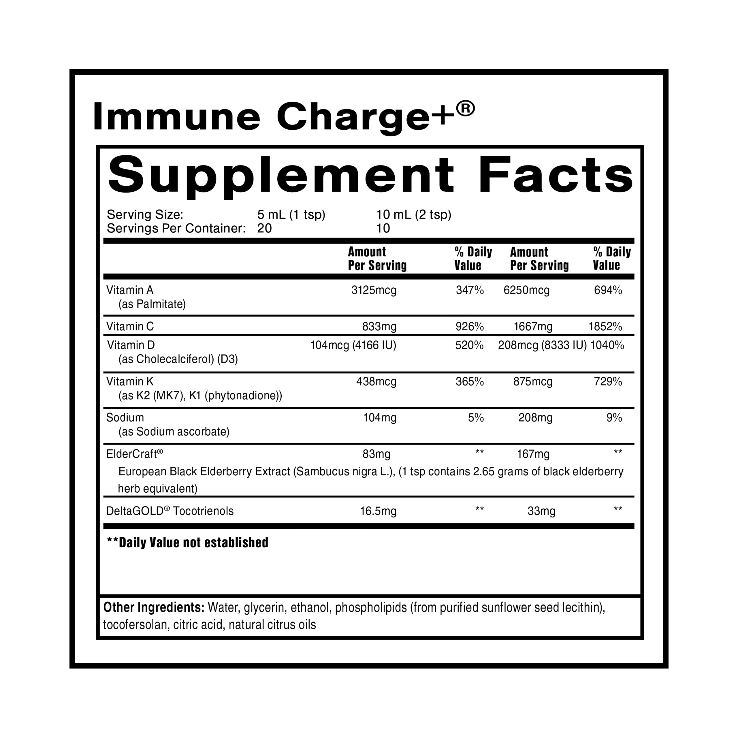 Quicksilver Scientific Immune Charge+ - Elderberry with 10,000 IU Vitamin D3, 25,000 Vitamin A, C, E, K1 & K2 for Immune Health & Lung Support (100ml) Quicksilver Scientific uk supplements