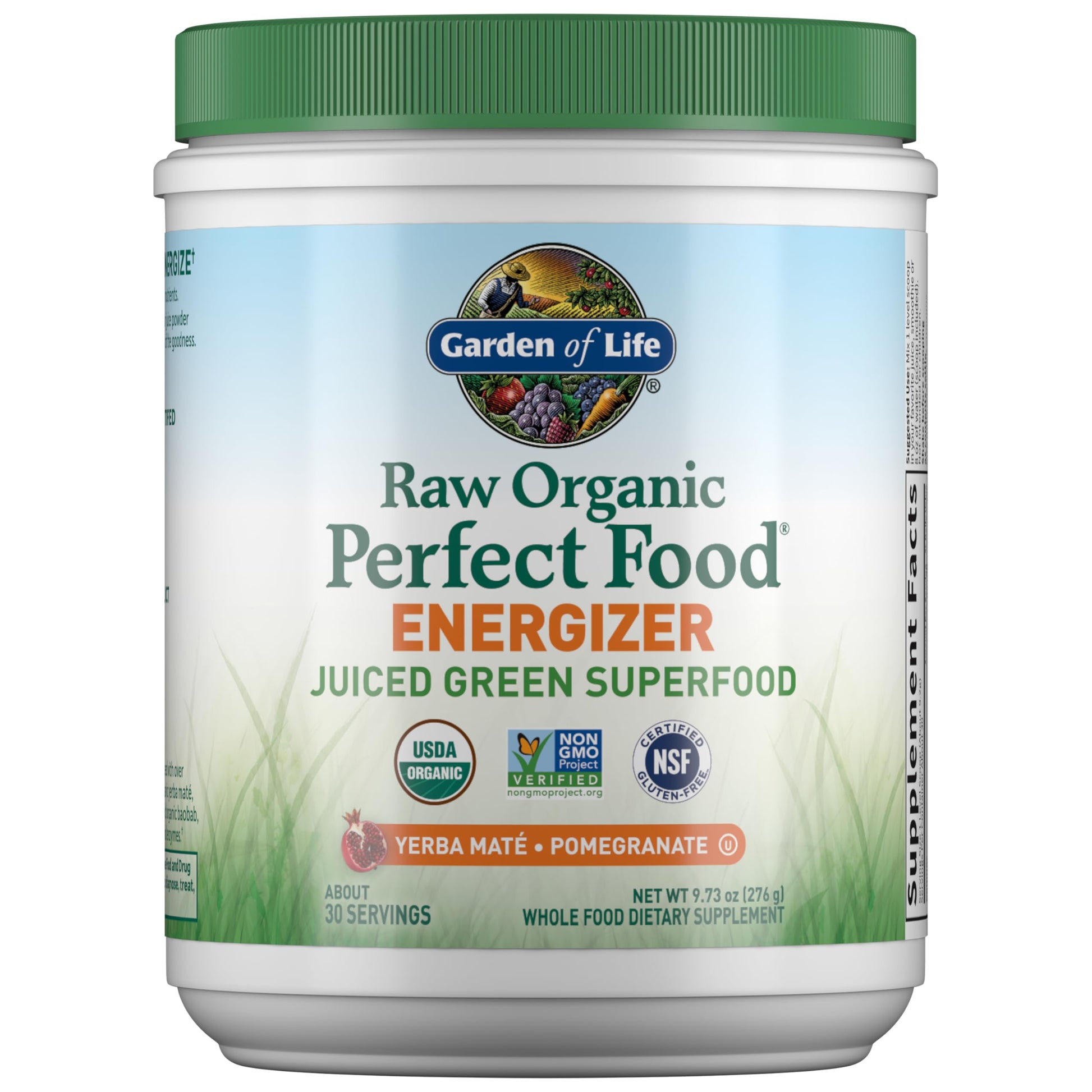 Garden of Life Raw Organic Perfect Food Energizer Juiced Green Superfood Powder - Yerba Mate Pomegranate, 30 Servings, Green Superfood Powder & Probiotics, Gluten Free Whole Food Greens Supplements Garden of Life uk supplements