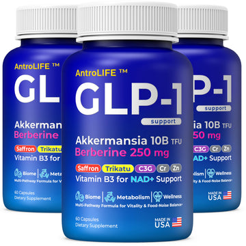 GLP-1 Support – Akkermansia Postbiotic 10B TFU + Berberine HCl 250 mg | 18-Ingredient System | Appetite, Mood & Metabolic Support | Inulin-Free | Saffron, NAD+ Cofactors | 3 Pack | 90-Day Supply ANTROLIFE uk supplements