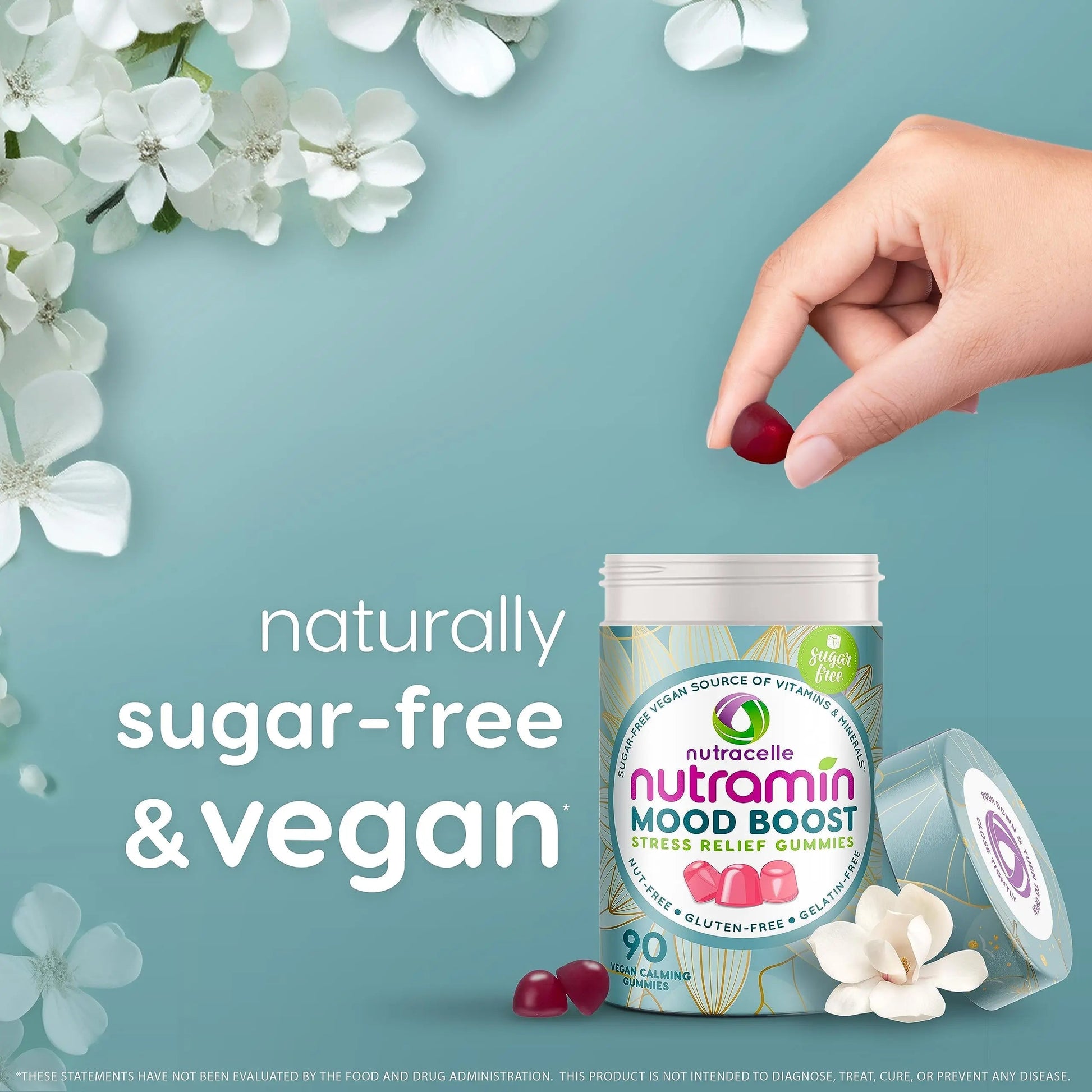 NUTRAMIN Mood Boost Multivitamin Gummy - Delicious & Yummy Anti-Stress Magnesium Ashwagandha Gummies + B Complex Vitamins for Focus and Calm Nutracelle uk supplements