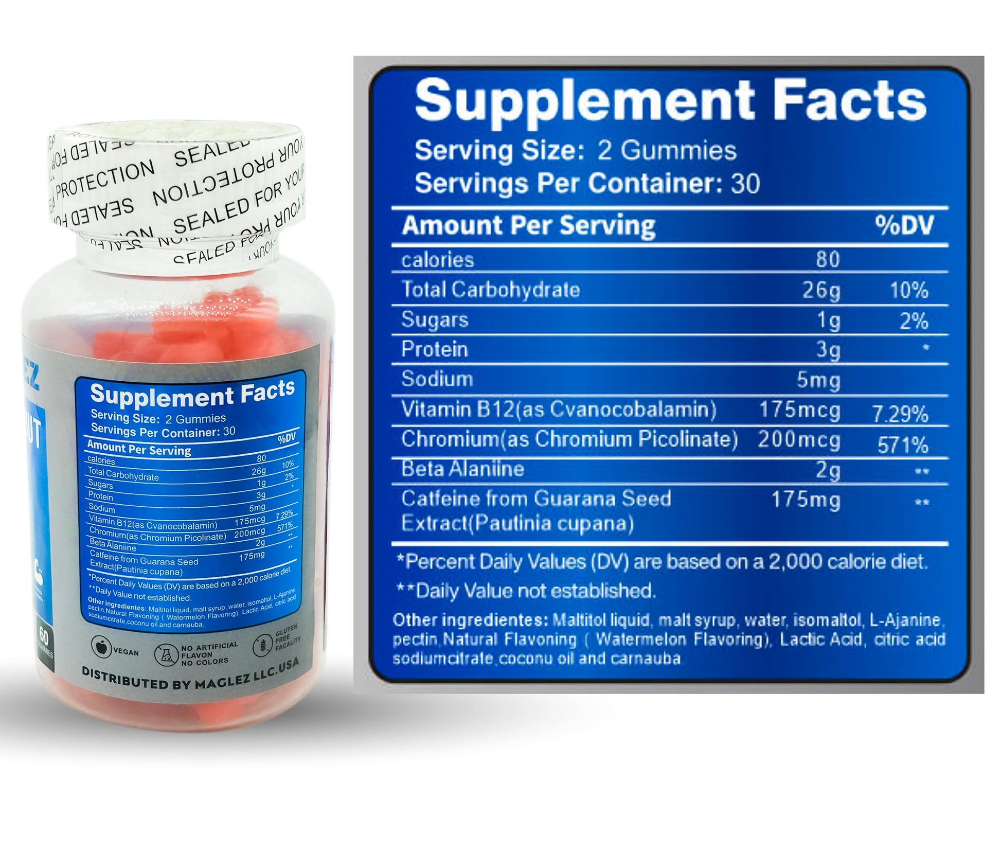 Maglez, Pre Workout Gummies for Men & Women, PreWorkout Gummy with Beta Alanine MAGLEZ uk supplements