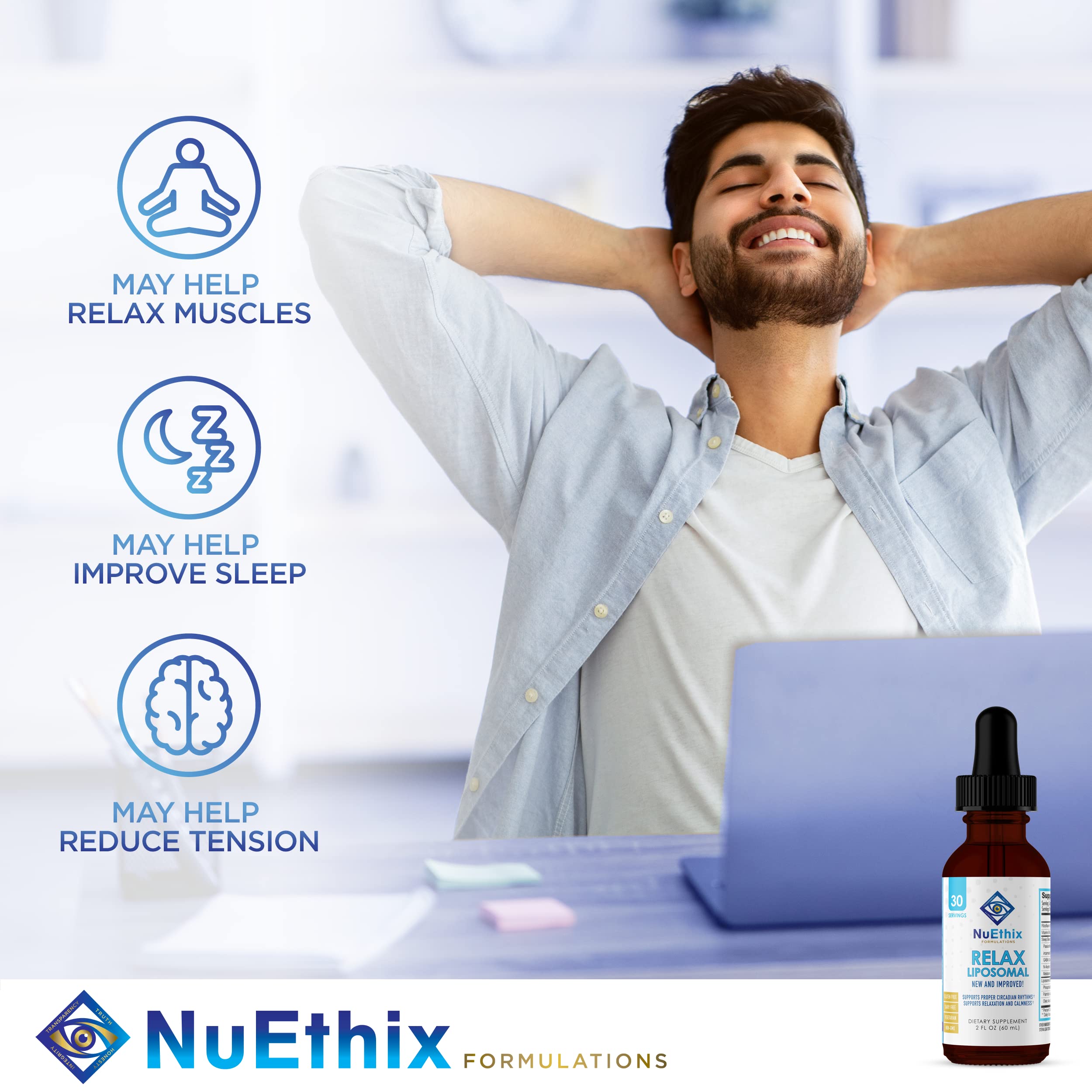 NuEthix Formulations Relaxation Supplement Bundle: Cort-Eaze Cortisol-Control Supplement, 60 Capsules, 30 Servings and Relax Liposomal, 2 Fluid Ounces, 30 Servings NuEthix Formulations uk supplements
