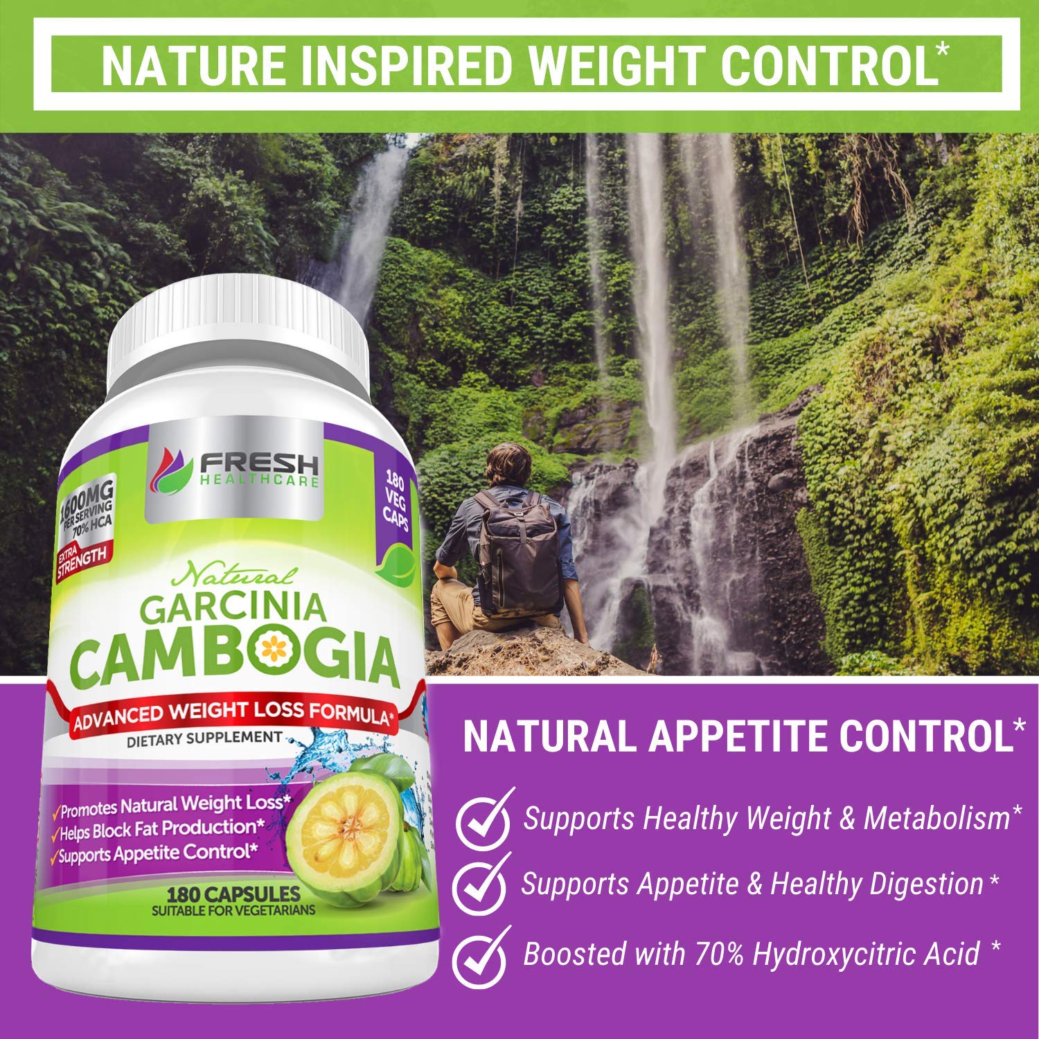 Fresh Healthcare 100% Pure Garcinia Cambogia Extract - All Natural Appetite Suppressant FRESH HEALTHCARE uk supplements