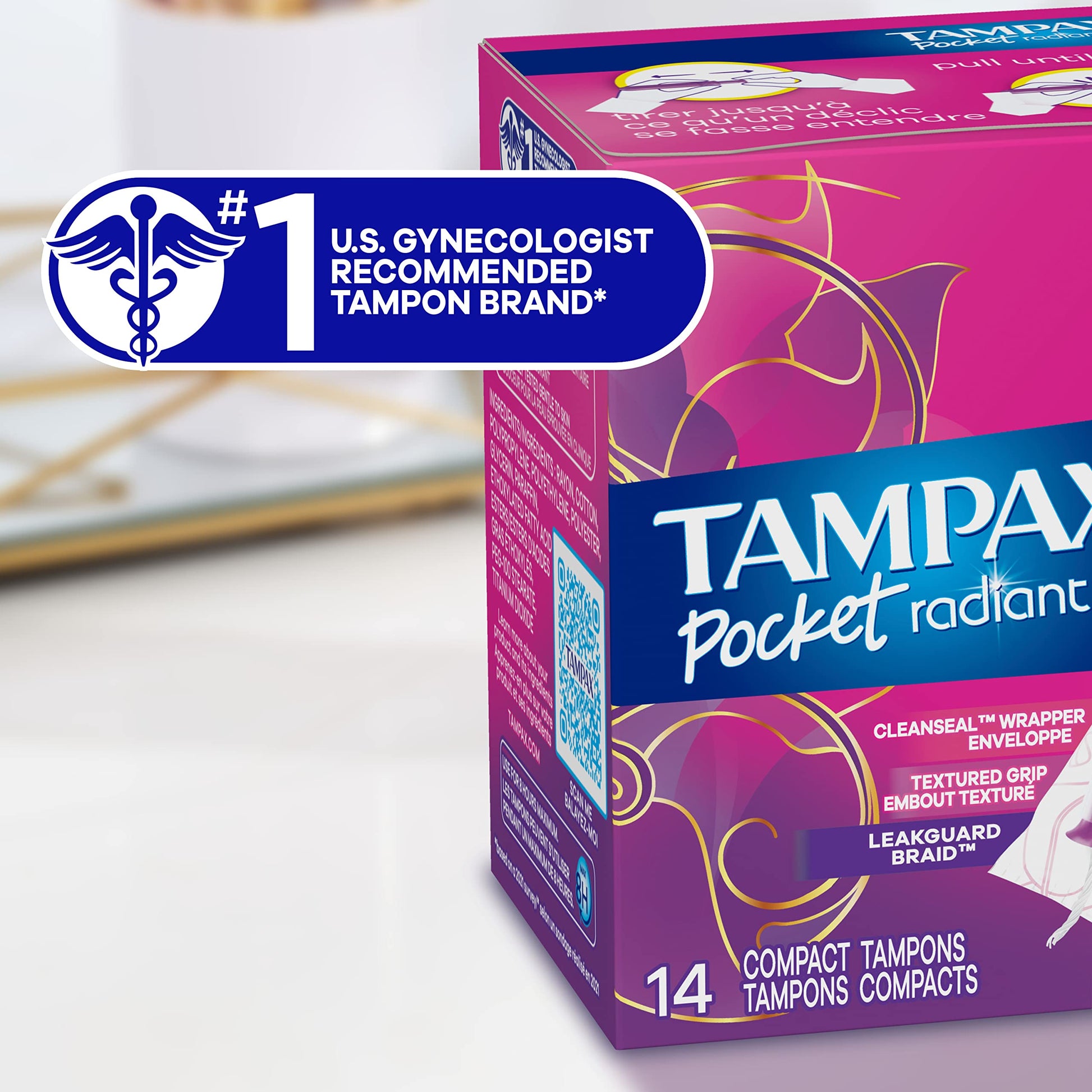 Tampax Pocket Radiant Compact Tampons Multi Pack, Regular/Super Absorbency with BPA-Free Tampax uk supplements
