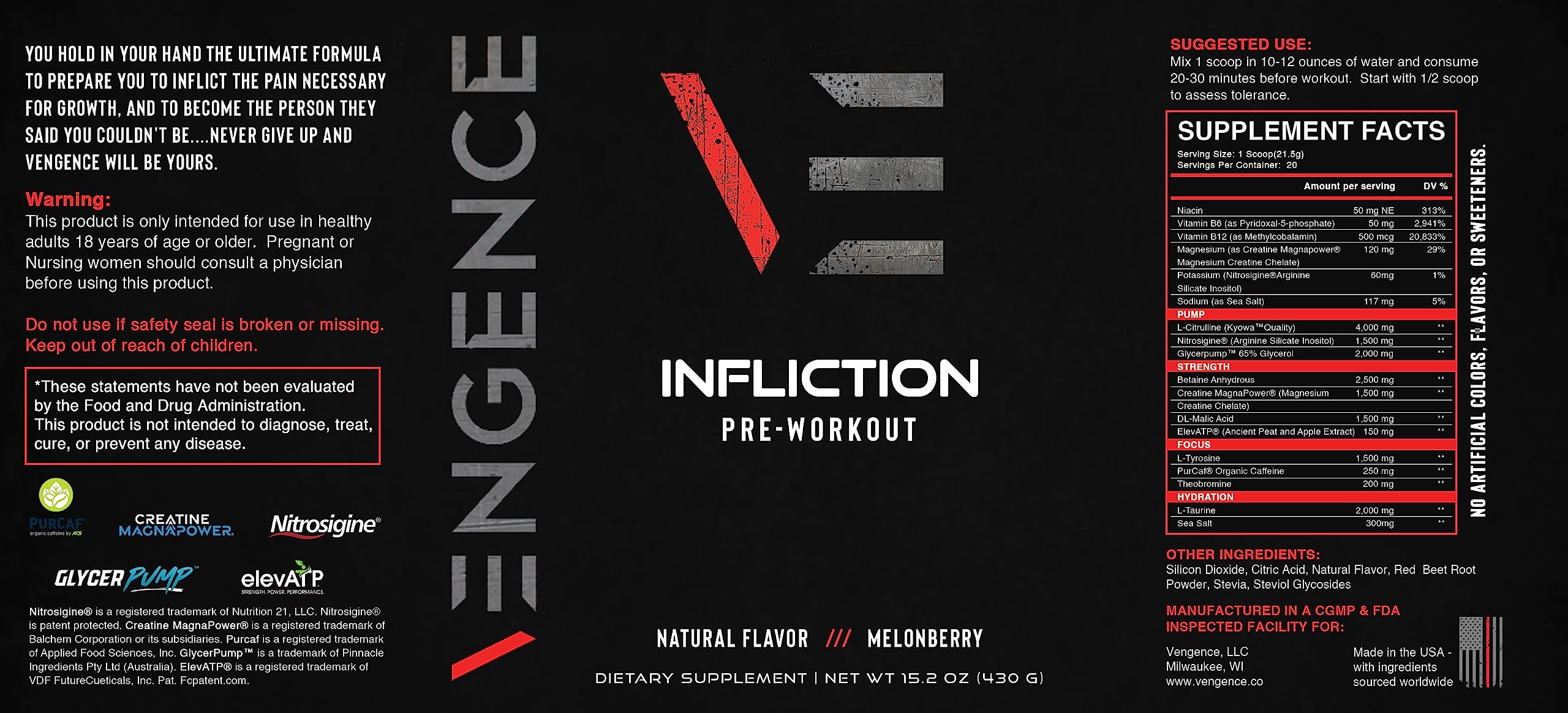 Vengence Infliction Pre-Workout Powder for Men & Women - Energy, Focus & Massive Vengence uk supplements