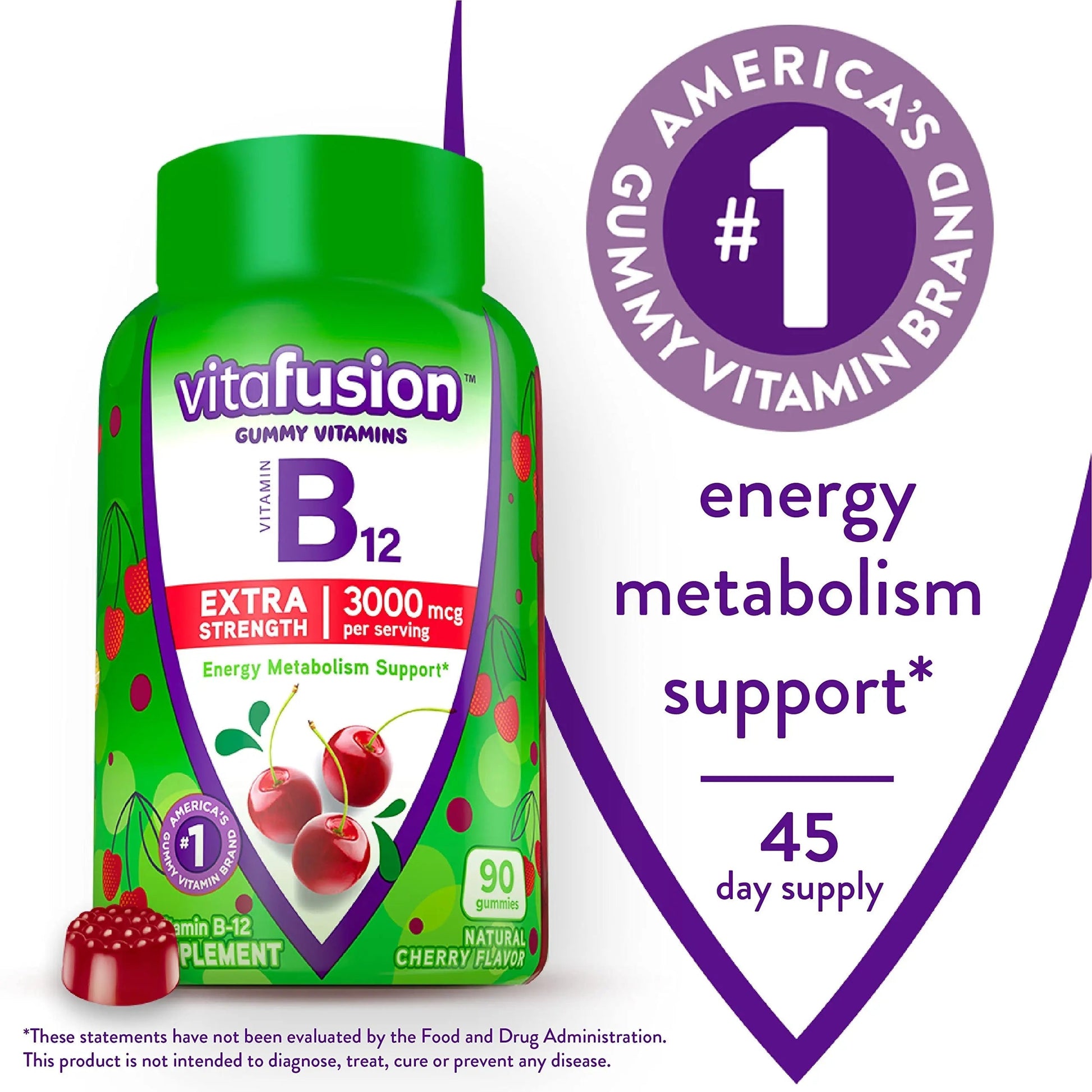 Vitafusion Gorgeous Hair, Skin & Nails Multivitamin Plus Biotin, Vitamin B12 Cherry Gummies for Energy Metabolism Support, 135ct & 90ct Vitafusion uk supplements