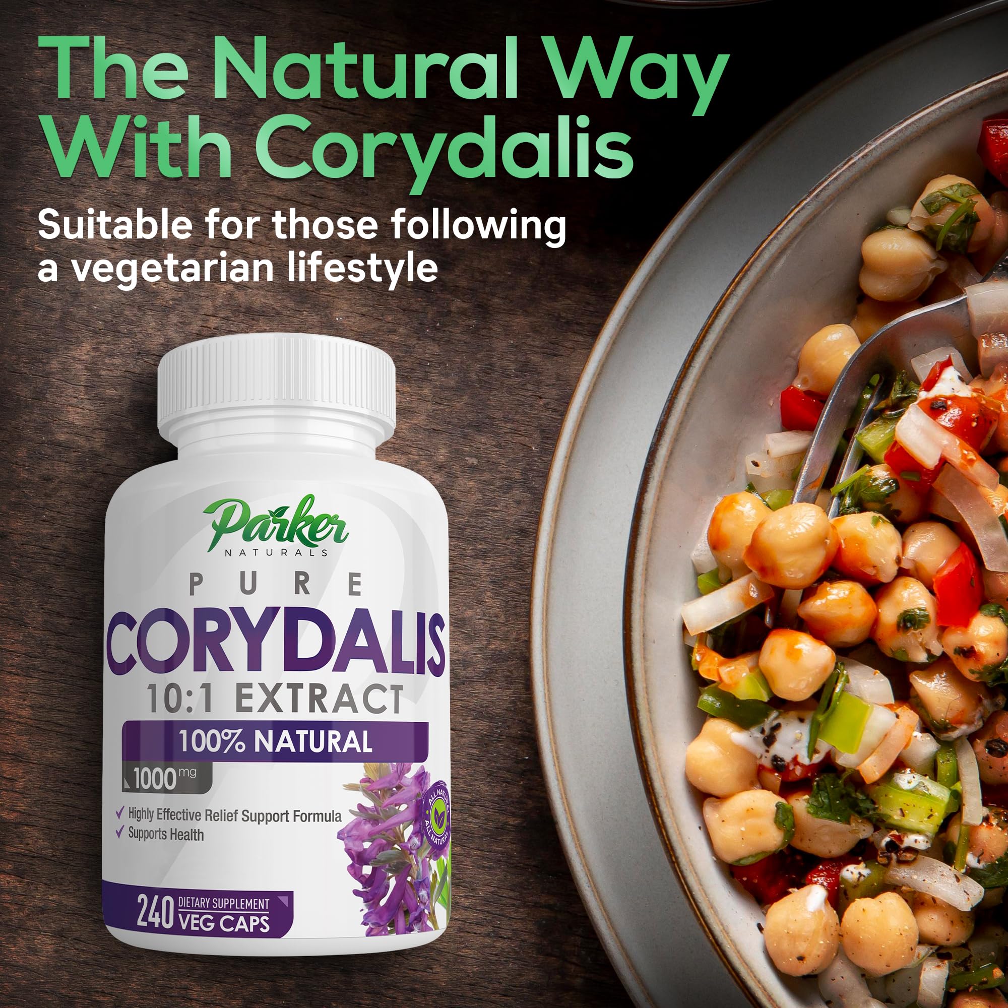 Parker Naturals Pure Corydalis Root Extract Capsule - 1000mg Strength, 10:1 Corydalis Yanhusuo Extract, Natural Relief, Long Lasting, 100% Vegetarian, 120 Servings, 240 Count Parker Naturals uk supplements