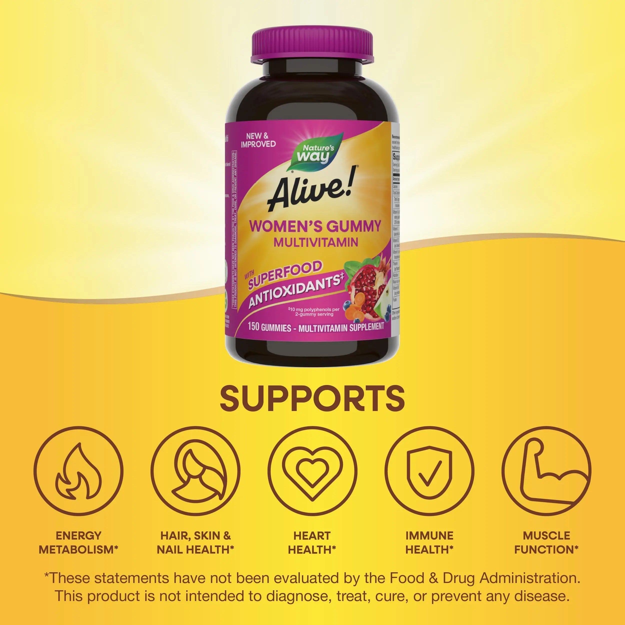 Nature's Way Alive! Women's Daily Gummy Multivitamins, 16 Vitamins & Minerals, Energy Metabolism*, Hair Skin & Nails Nature's Way uk supplements