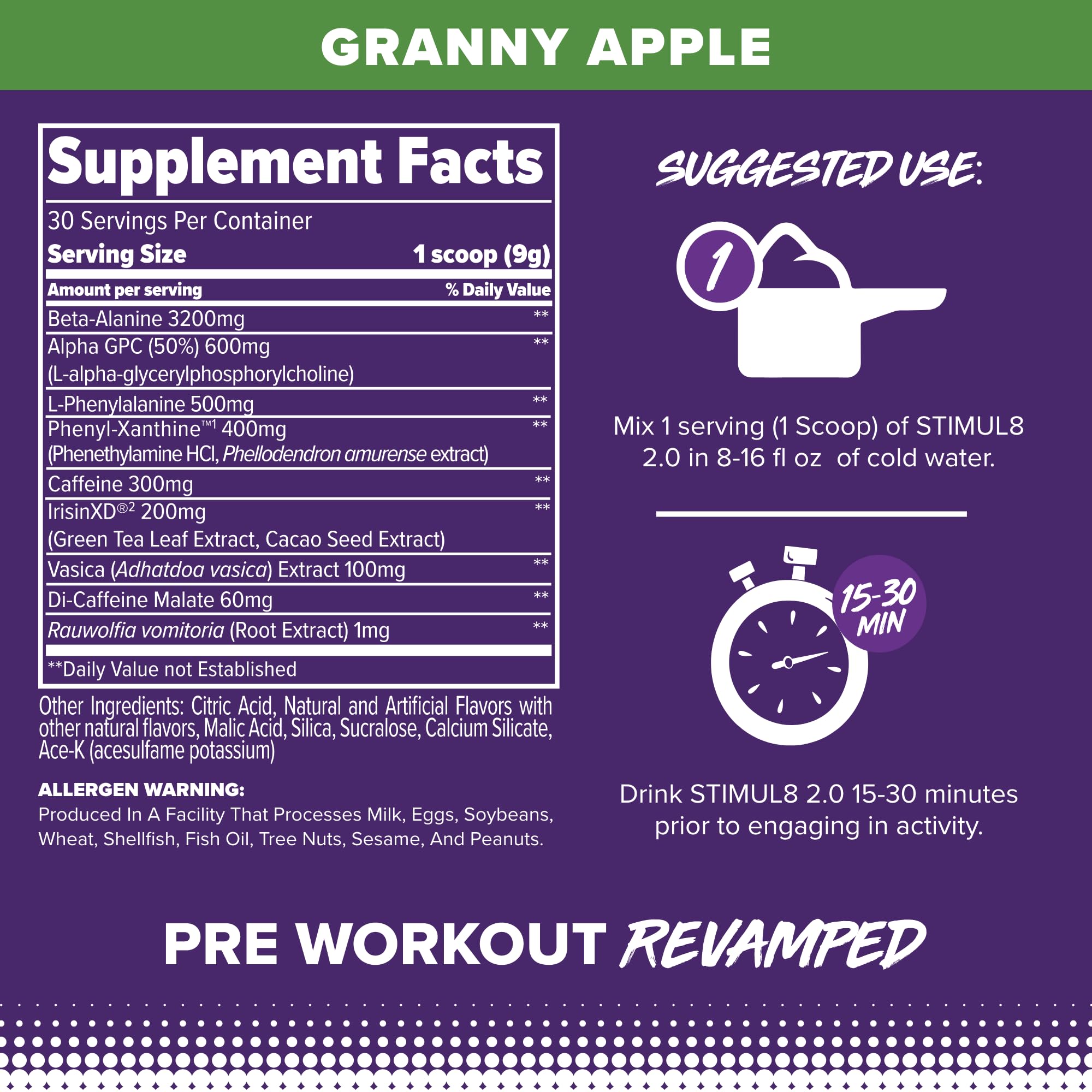 FINAFLEX STIMUL8 2.0 Pre Workout, Granny Apple - Delivers Energy, Focus & Strength FINAFLEX uk supplements