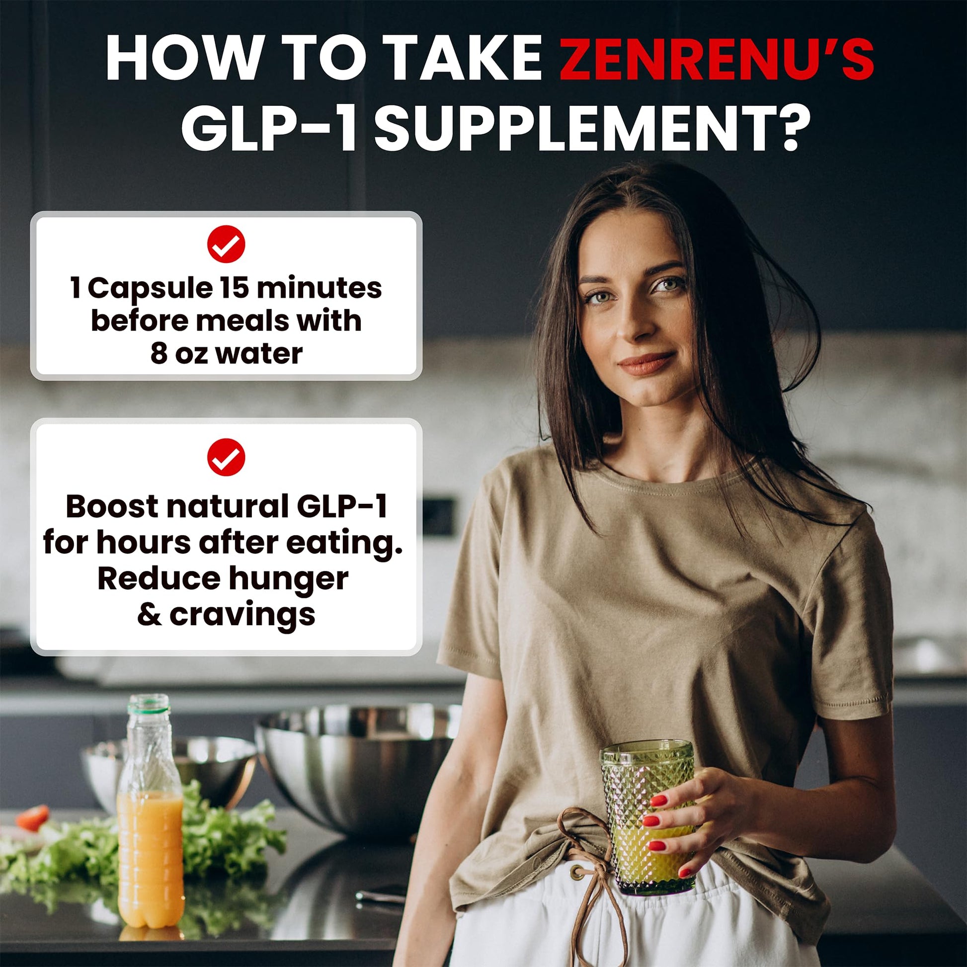 Zenrenu GLP-1 Supplement for Women - Natural Metabolism, Appetite & Craving Support – Super Berberine, Cinnamon,Akkermansia Probiotic,11-in-1 Gut Support - GLP Activate -60 Vegan Caps Zenrenu uk supplements