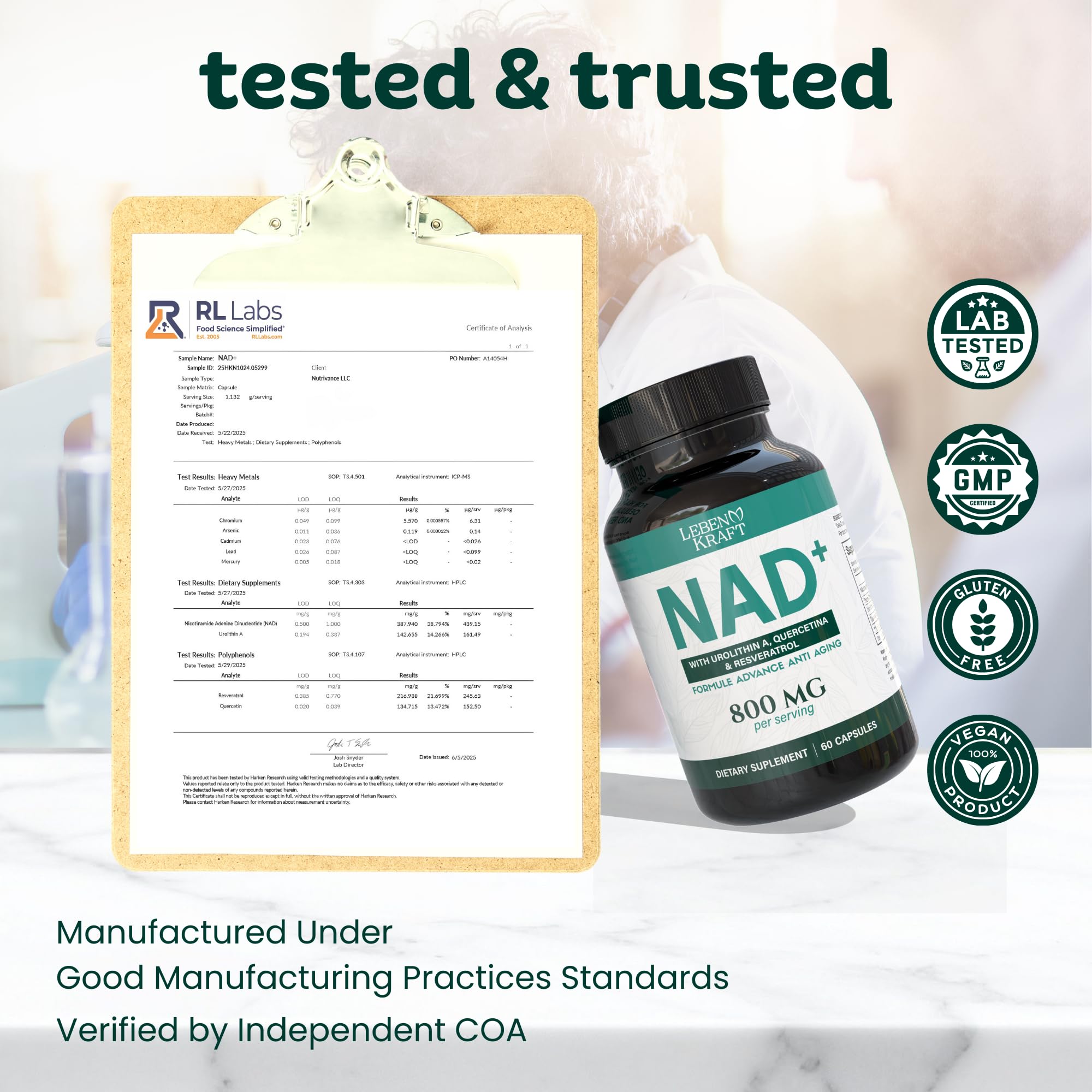 LebenKraft NAD Supplement Pure Organic | NMN Supplement Alternative | Boost Energy & Cellular Health | Urolithin A, Resveratrol, Quercetin for Antioxidant Power | for Women and Men LebenKraft uk supplements