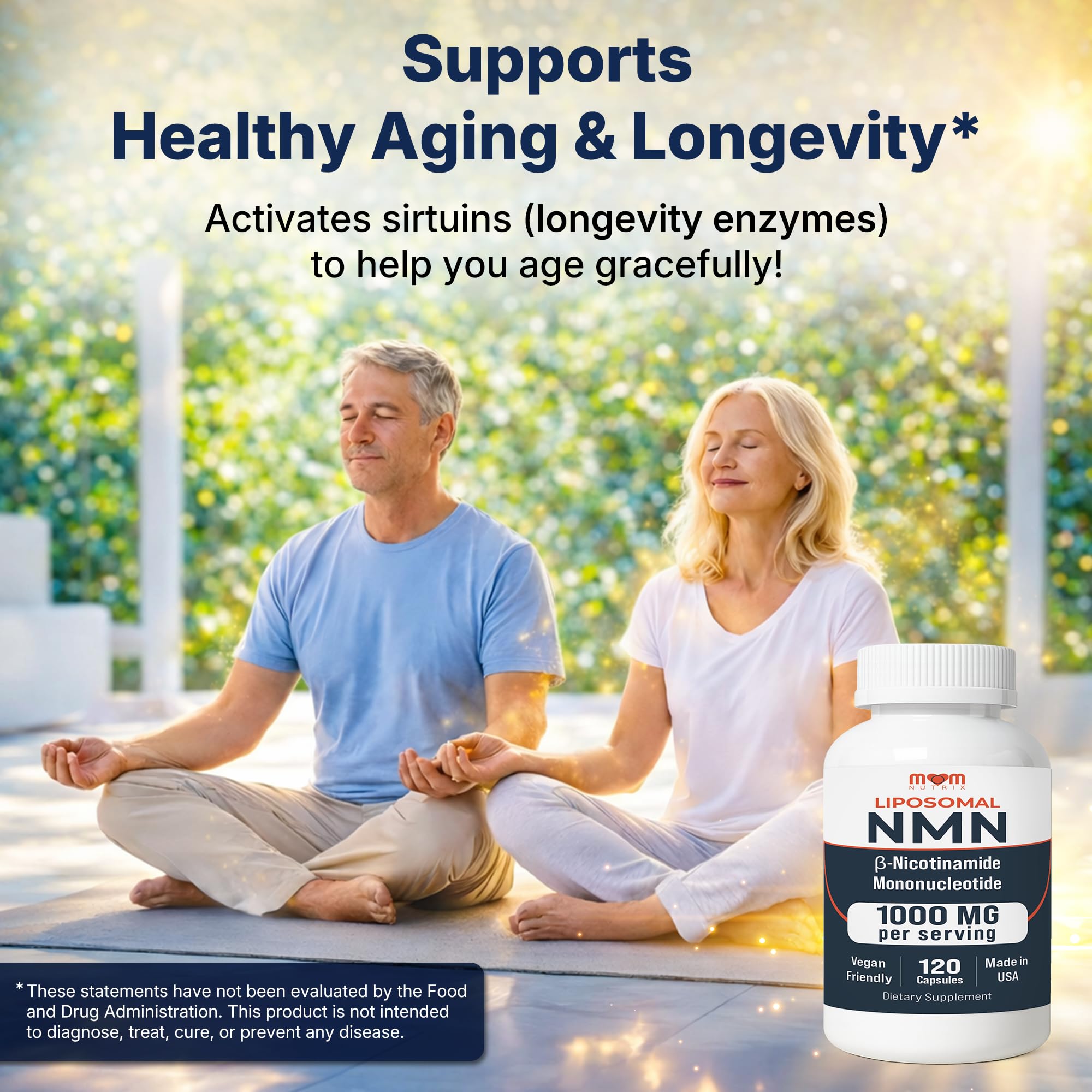 NMN Supplement 1000 mg Pure Nicotinamide Mononucleotide - NAD Precursor for Energy, Cellular Renewal & Longevity Support - Mitochondrial Support 120 Capsules - Vegan, Non GMO, Gluten Free MOM NUTRIX uk supplements