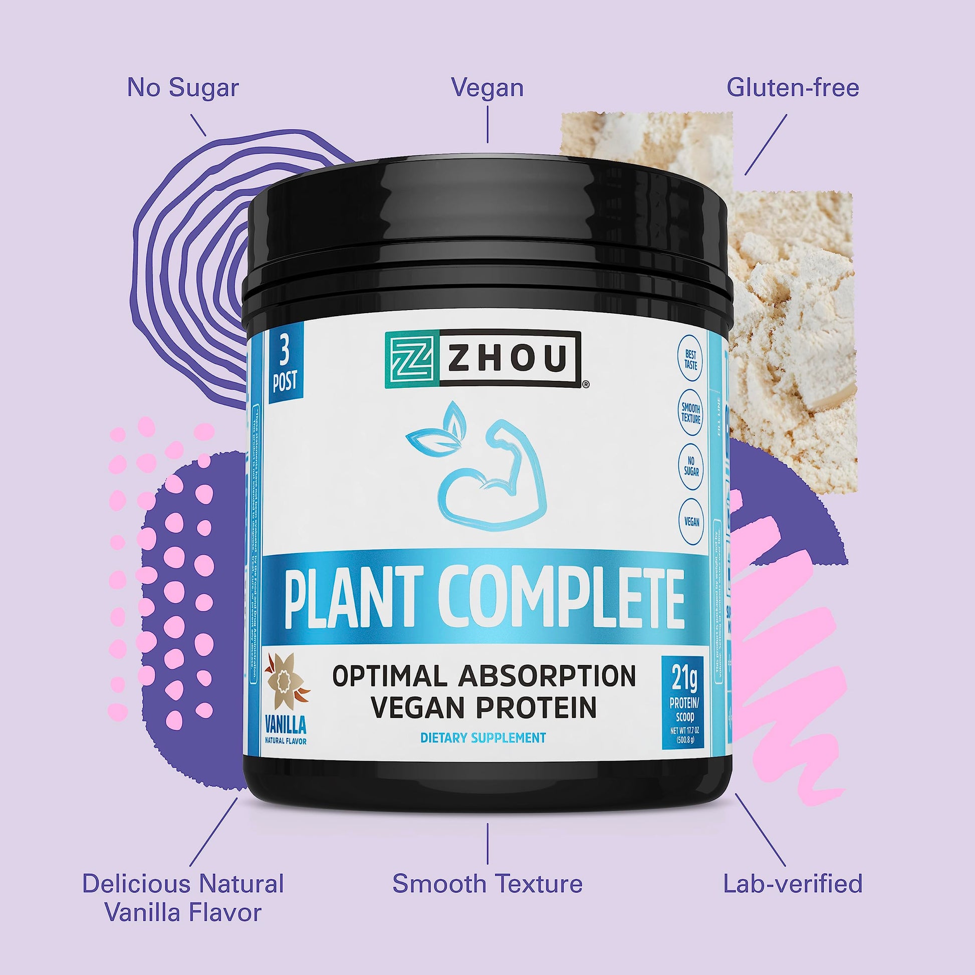 Zhou Nutrition Plant Based Vegan Protein Powder, Best Absorption Digest Score, Complete Zhou Nutrition uk supplements