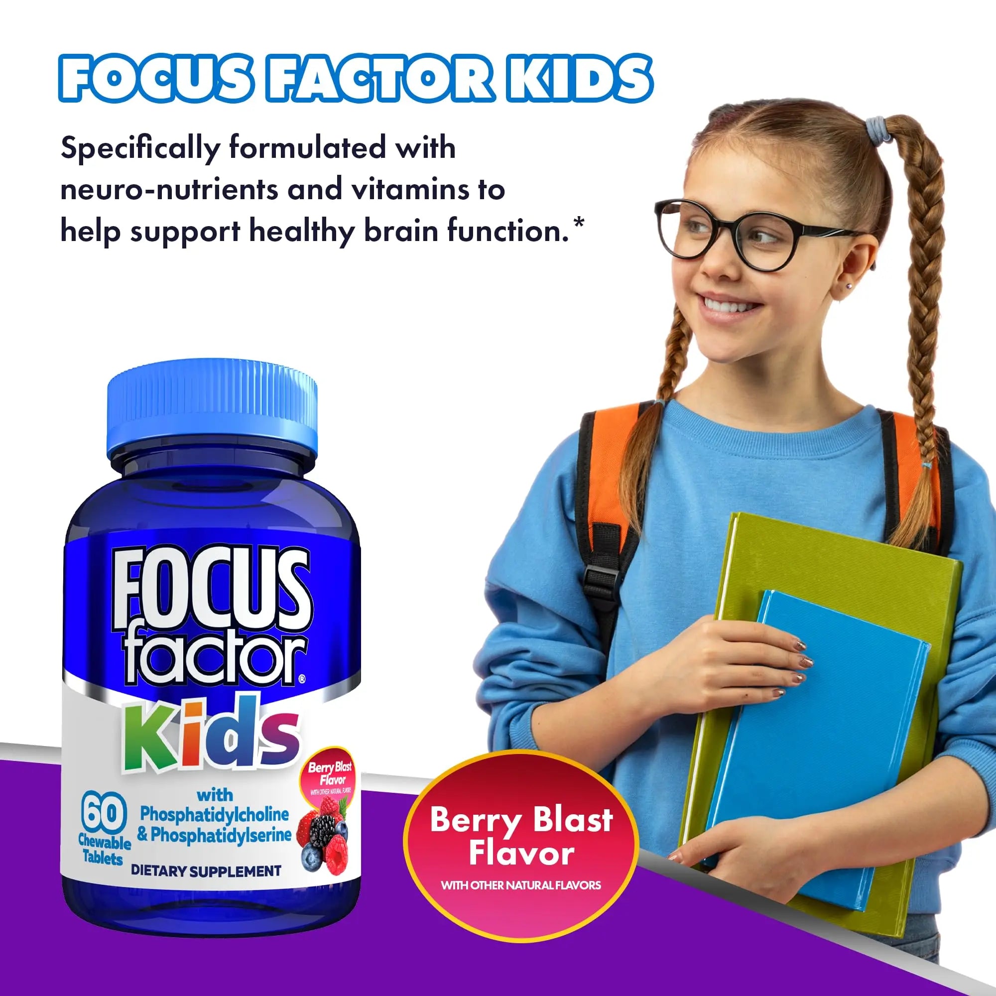 Focus Factor Kids Complete Daily Chewable Vitamins: Multivitamin & Neuro Nutrient (Brain Function) w/Vitamin B12, C, D3-60 Count Focus Factor uk supplements