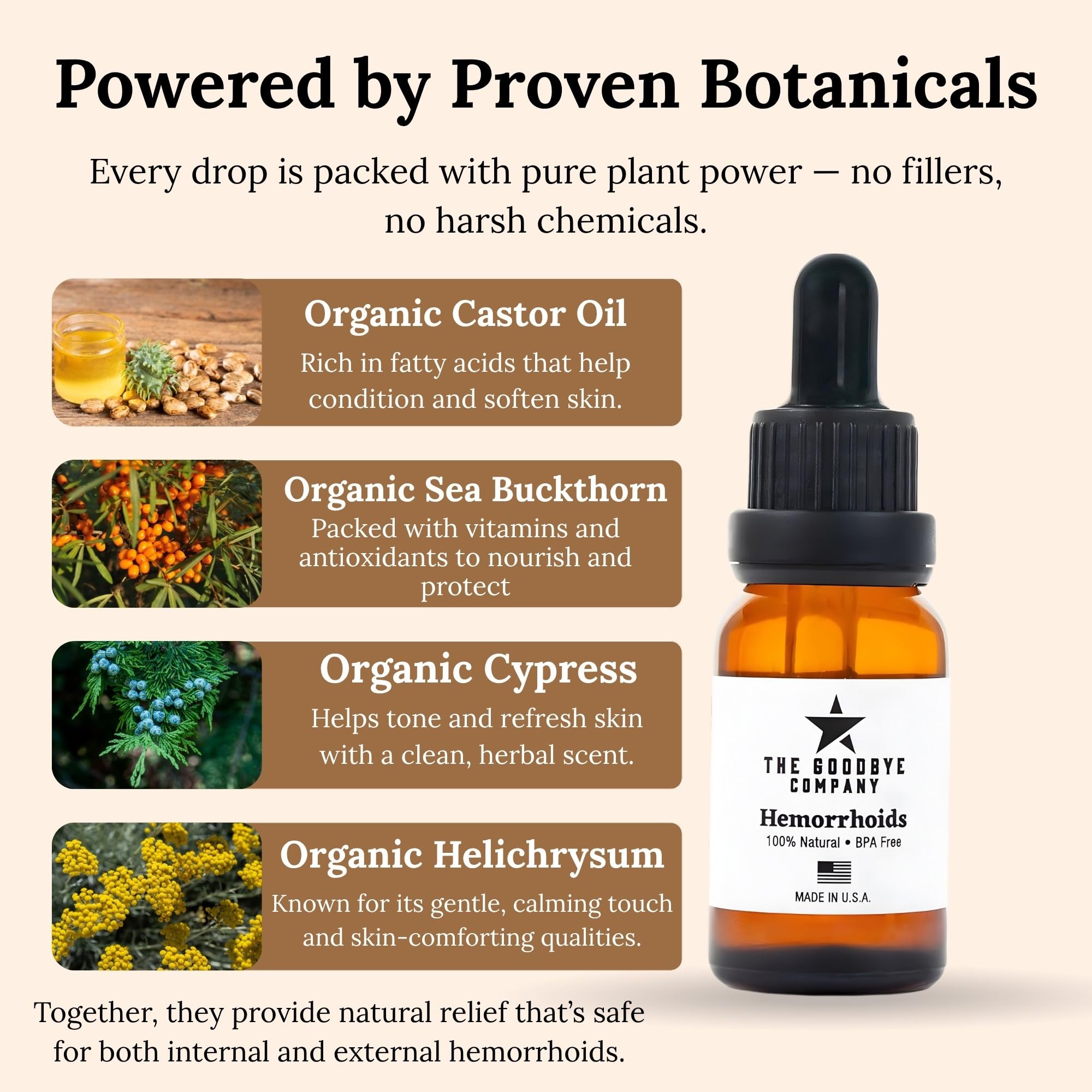 The Goodbye Company Organic Hemorrhoid Relief Serum - Natural Witch Hazel Treatment for Pain, Itch & Swelling - Internal External Soothing Formula - Vegan, USA Made, 15mL The Goodbye Company uk supplements