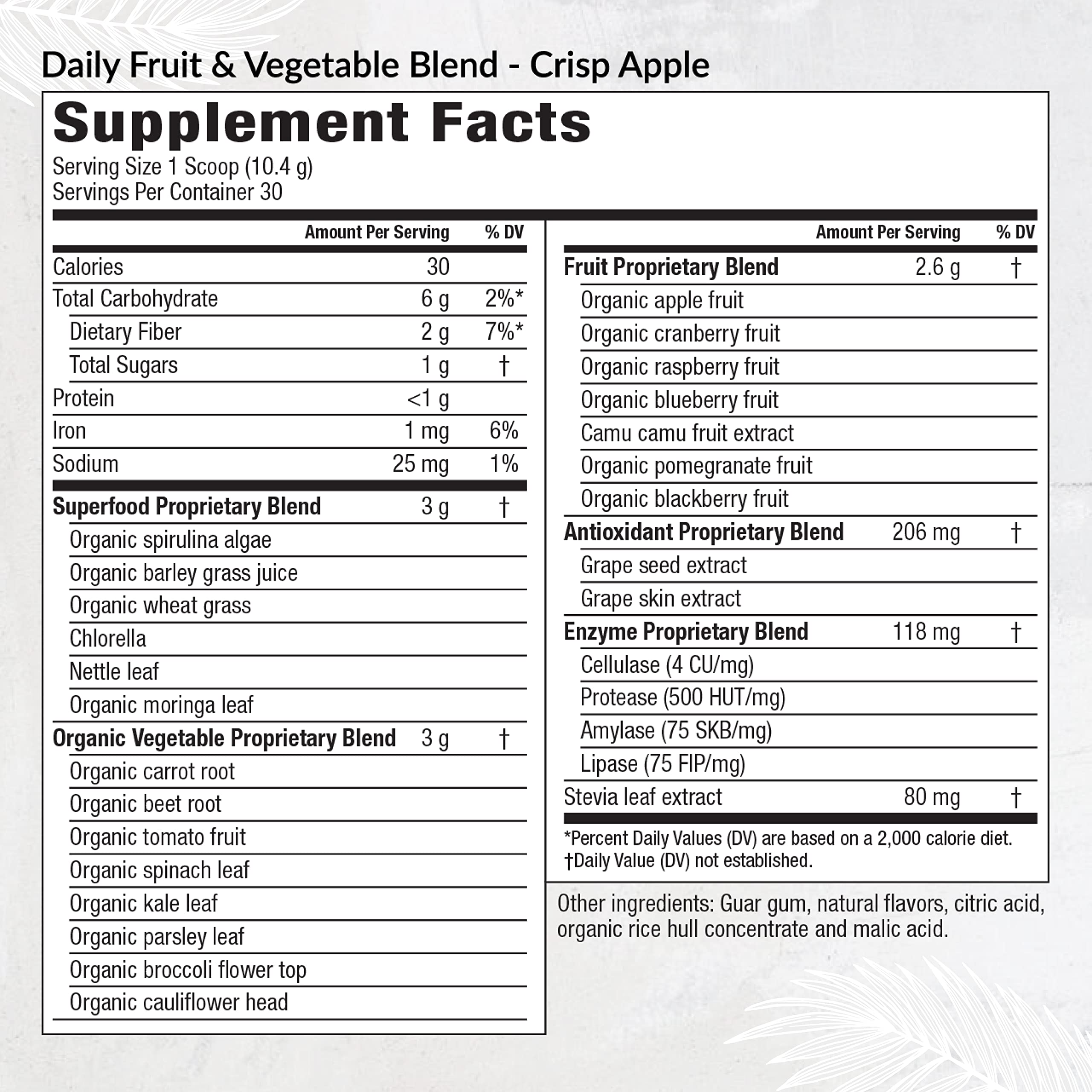 Equilife Daily Fruit & Vegetable Blend, Superfood Antioxidant Supplement, Crisp Apple Flavor with Vitamin C, Fiber, and 9 Essential Amino Acids, Supports Energy, Low Sugar, Vegan, 30 Servings Tub Equilife uk supplements