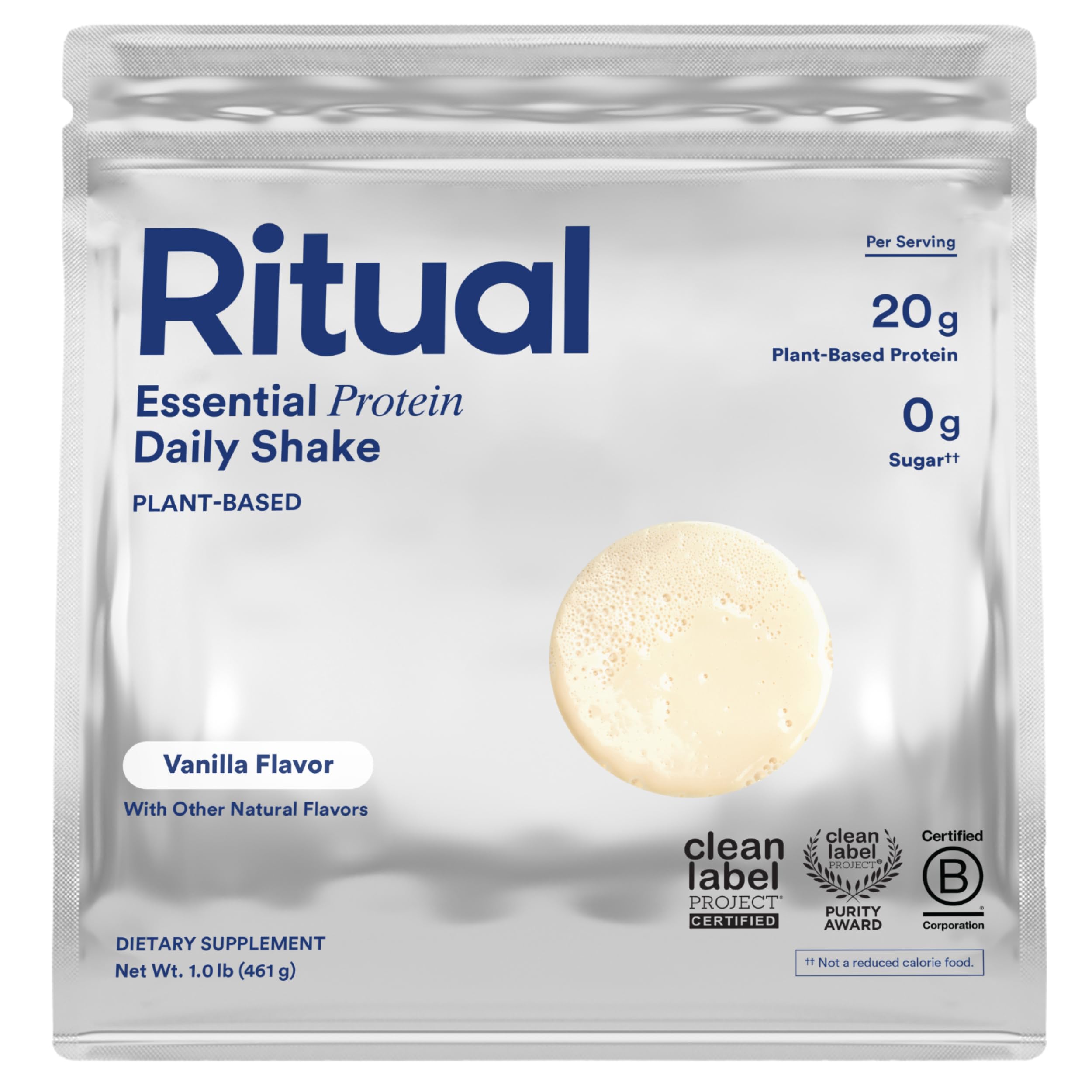 Ritual Pea Protein Powder with BCAA: 20g Organic Vegan Plant-Based Protein from Regenerative Farms in North America, Complete Amino Acid Profile, Gluten Free, Sugar Free‡, Dairy Free, Vanilla, 1 Lbs Ritual uk supplements