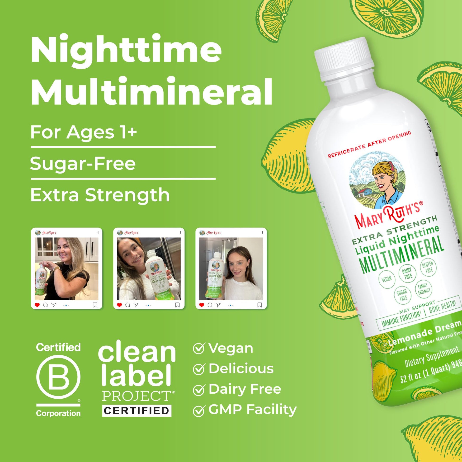 MaryRuth Organics Extra Strength Nighttime Liquid Multimineral | Sugar Free | Calm Magnesium Citrate | NO Melatonin | Calcium Magnesium Zinc | Muscle Relaxation | Lemonade Flavor | Vegan | 32 Serving MARYRUTH'S uk supplements