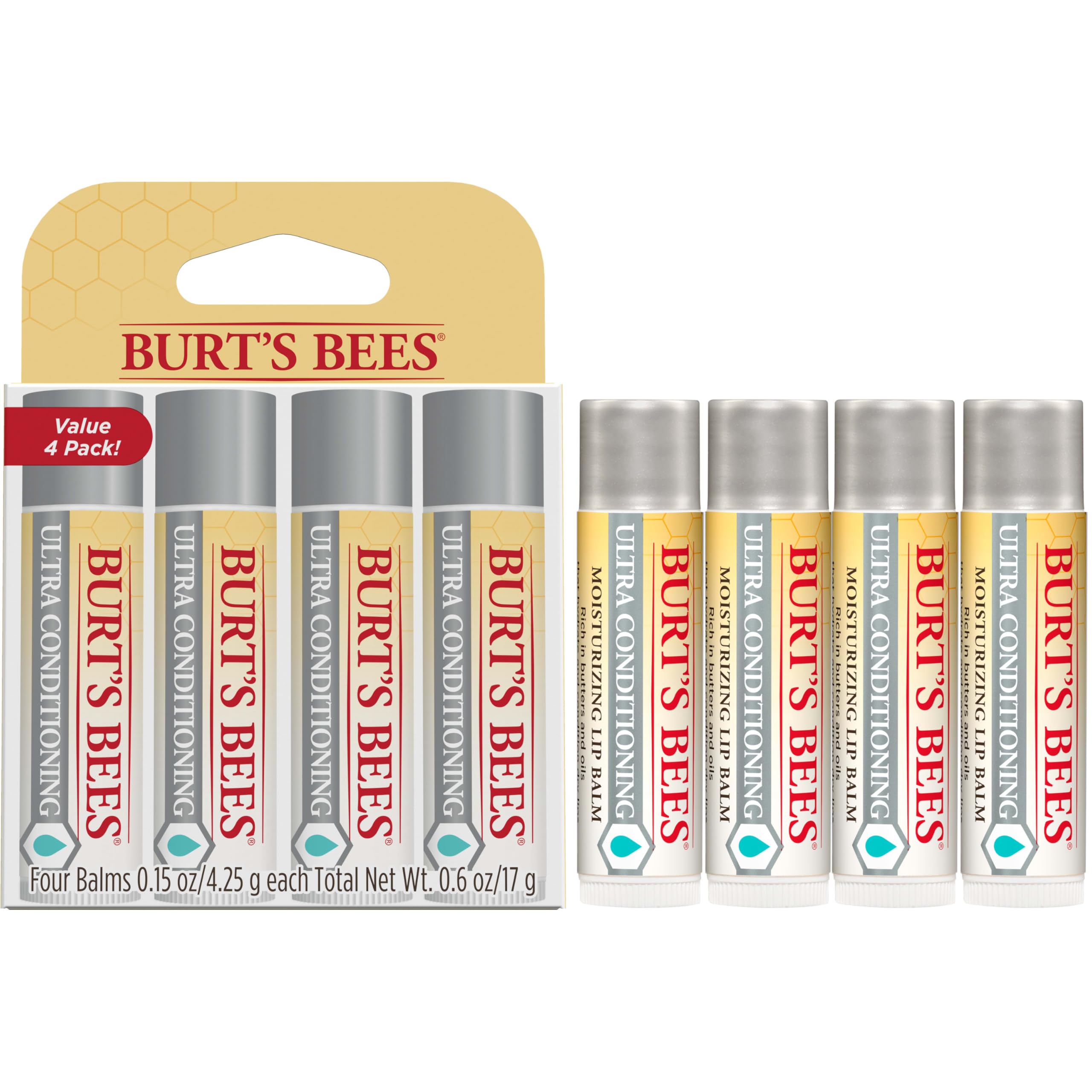 Burt's Bees Easter Basket Stuffers, Balm Bouquet Lip Balm Set, Original Beeswax, Vanilla Bean, Cucumber Mint, Coconut & Pear Pack, Natural Origin Lip Treatment, 4 Tubes, 0.15 oz. Burt's Bees uk supplements
