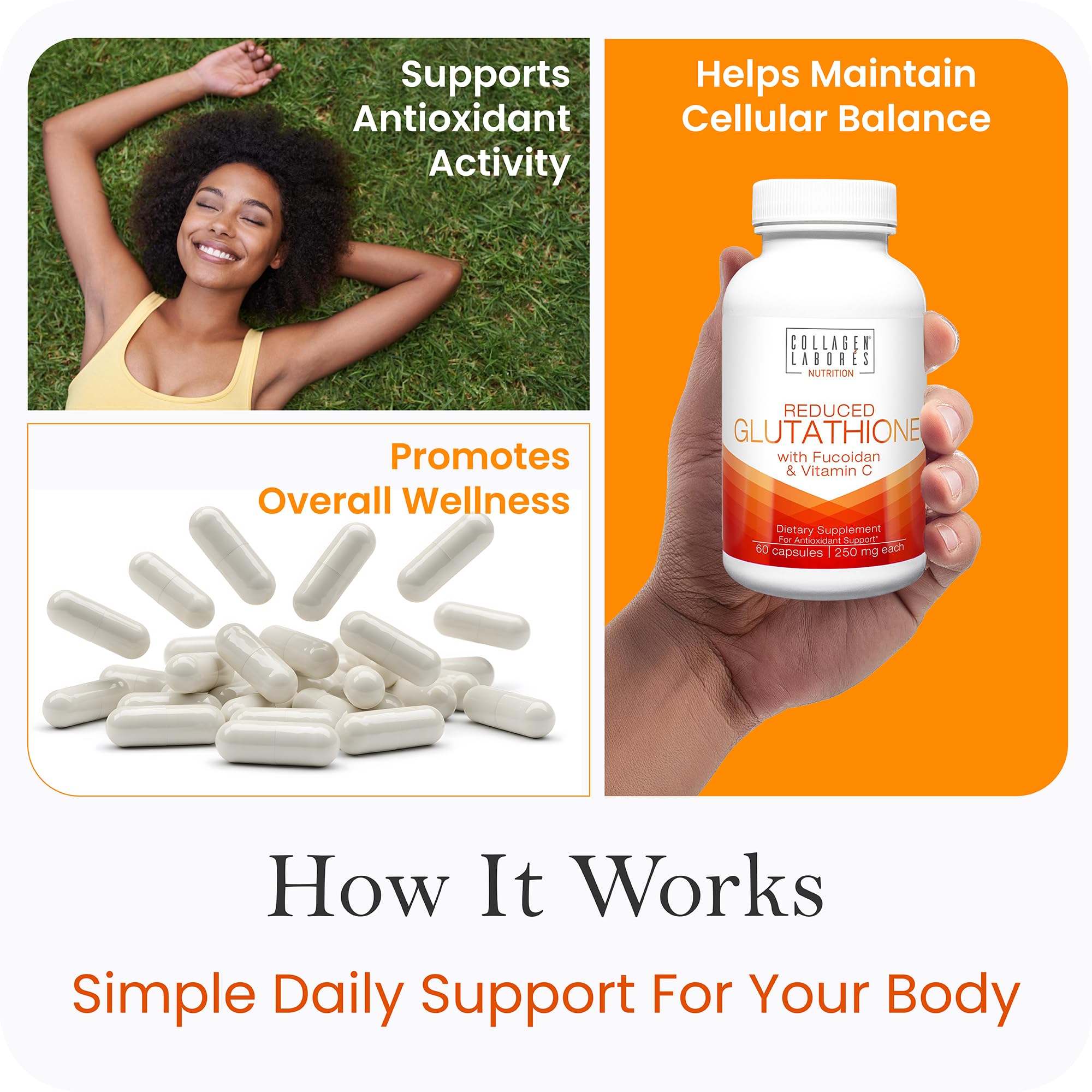 Advanced Glutathione Complex 500mg – with Fucoidan & Vitamin C – Antioxidant Support for Skin Glow, Detox & Immune Health – Non-GMO, Made in USA (60 Capsules) Collagen Laborés uk supplements