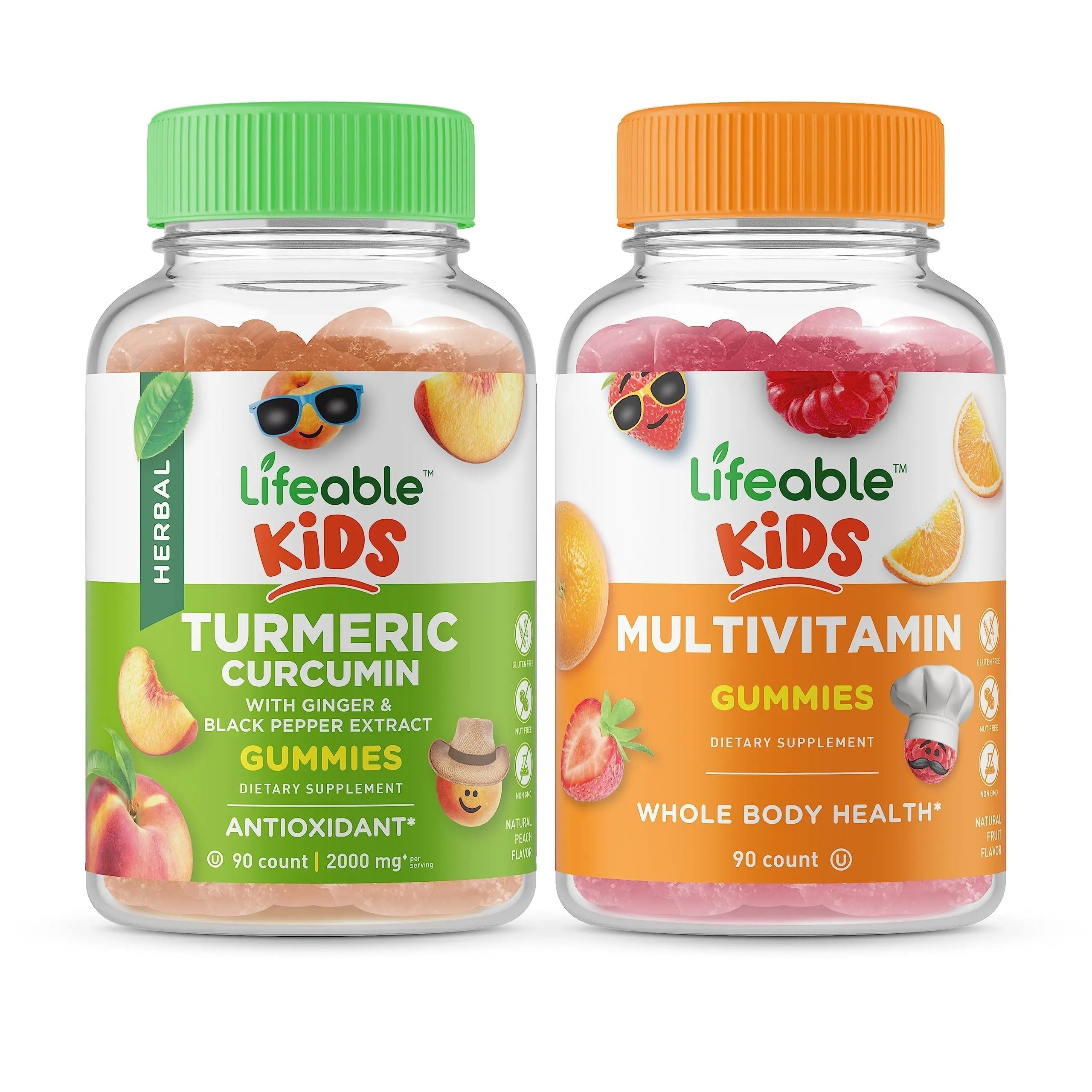 Lifeable Turmeric Curcumin Kids + Multivitamin Kids, Gummies Bundle - Great Tasting, Vitamin Supplement Lifeable uk supplements