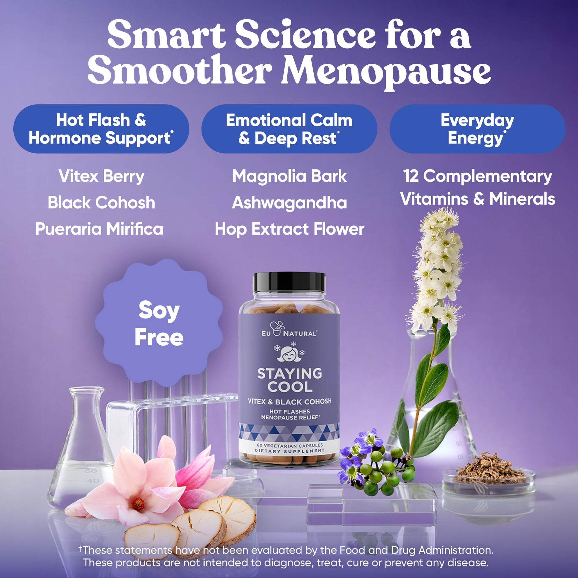 Staying Cool Menopause Supplements for Women – Hormonal Hot Flash Relief, Weight Support, & Night Sweats – Vitex Chaste Tree & Black Cohosh – 60 Vegetarian Soft Capsules Eu Natural uk supplements