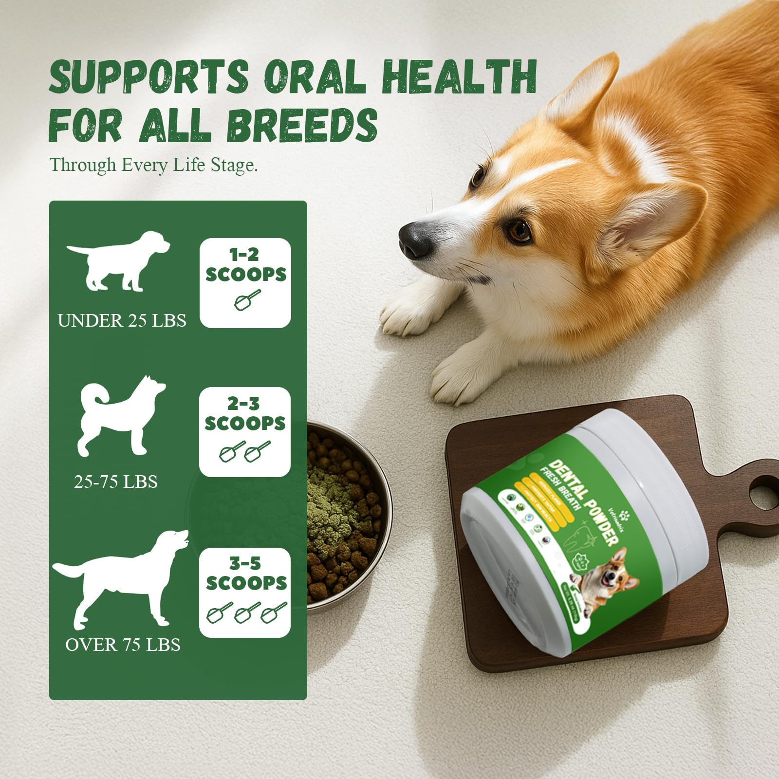 Vetriuntrix Dog Dental Powder, Dental Powder for Dogs Teeth Cleaning and Breath Fresh, Dog Teeth Cleaning Powder with Natural Plants Ingredients and Postbiotics, 200g Vetriuntrix uk supplements