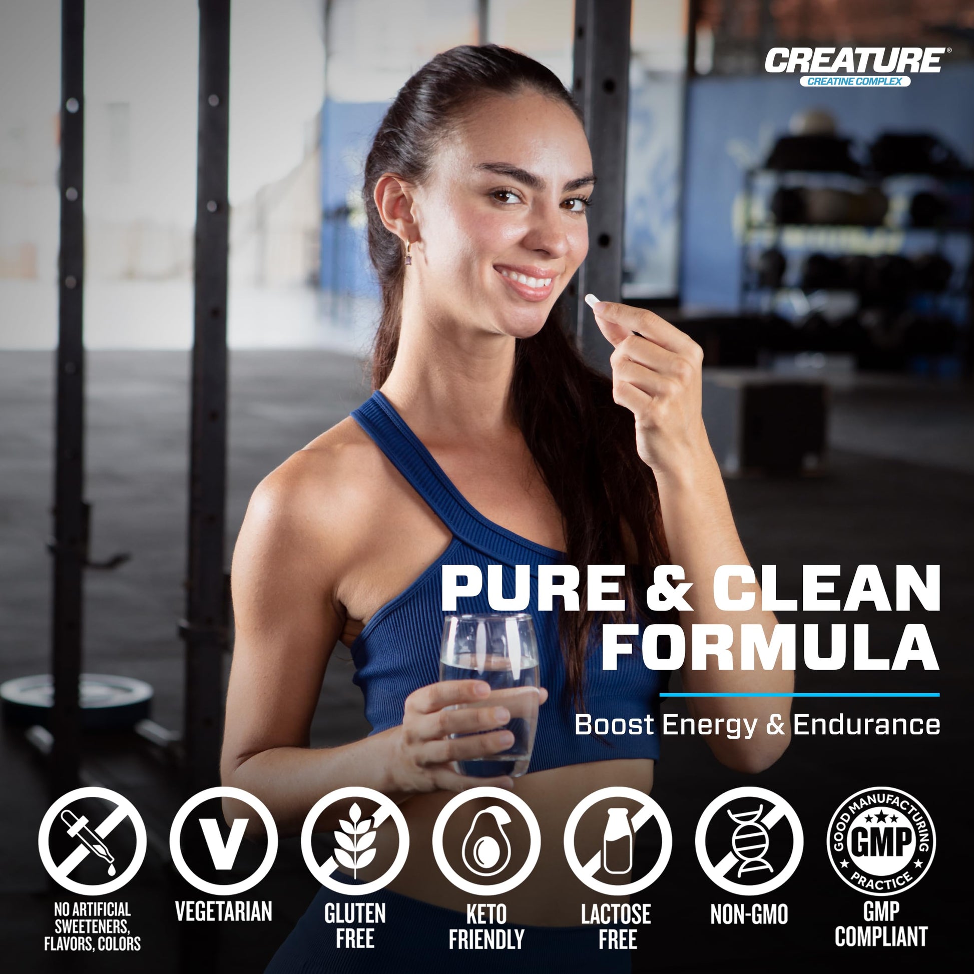 CREATURE® Creatine Complex - Creatine Monohydrate Capsules with 5 Types of Creatine Including Con-Crēt® Creatine HCL, Promotes Muscle, Strength, Endurance, Brain Health, 180 Veggie Caps, 60 Servings CREATURE uk supplements