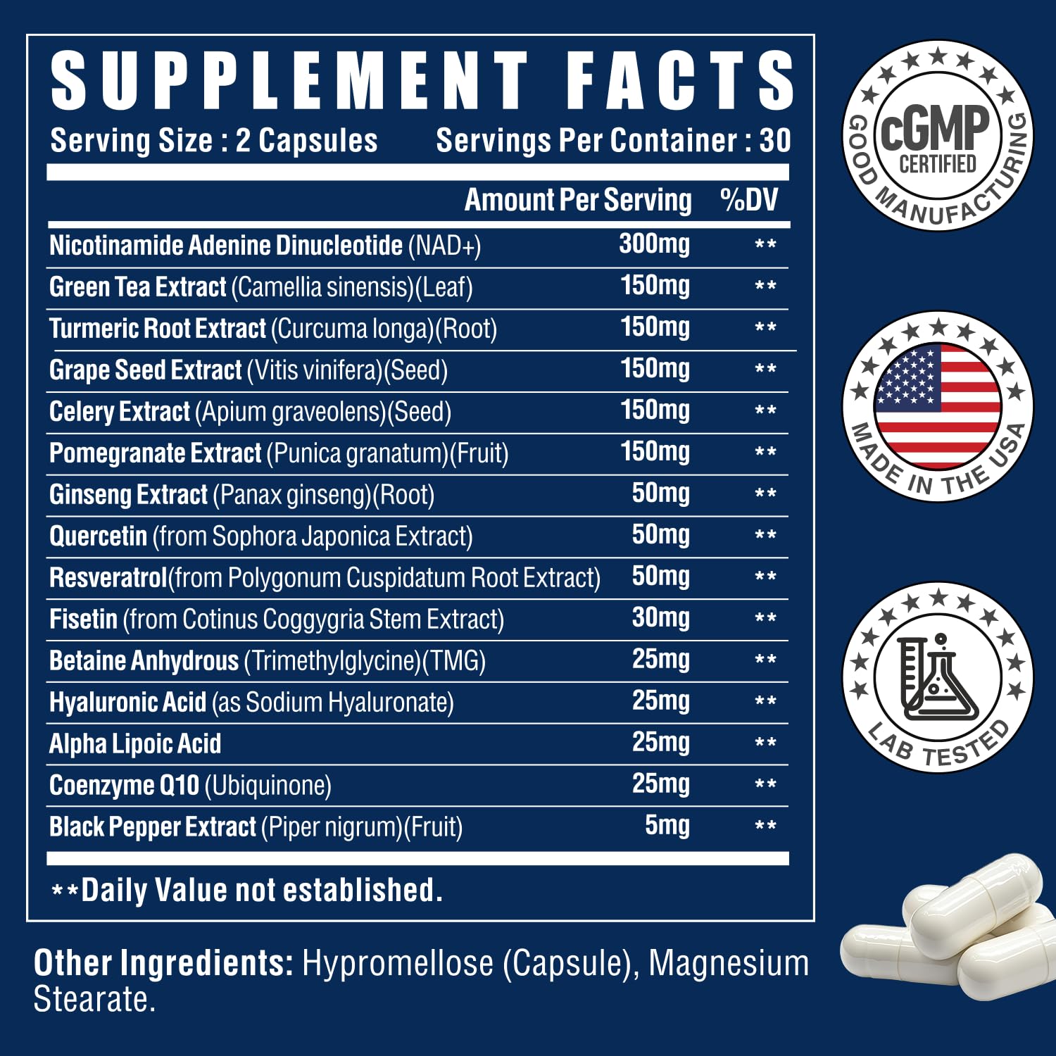 NAD+ Supplement-NMN Upgrade Alternative,NAD Resveratrol Supplement 15-in-1 CoQ10 for Man & Women–Third-Party Tested(Made & Tested in USA).Supports Cellular Energy,Healthy Aging-Non-GMO - 60 Capsules NUTRI POTENTIA uk supplements