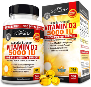 Vitamin D3 5000 IU (125 mcg) Natural Immune Support Supplement, Bone Strength BioSchwartz uk supplements