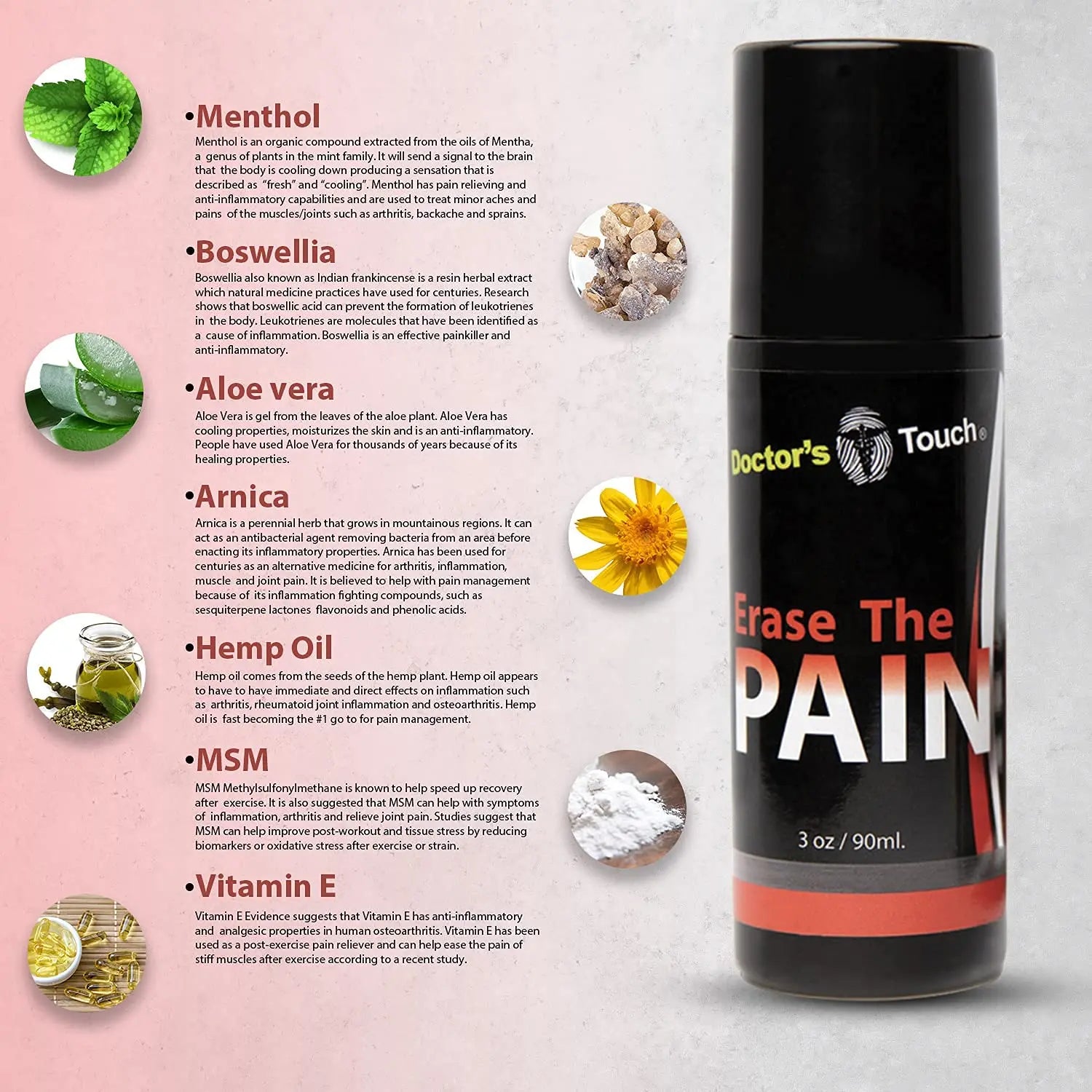 Doctor's Touch Erase The Pain Relief Roll On - Fast Acting Topical Pain Relief Roll On for Nerves, Joints, All Muscle Soreness and Discomfort - Roll on Muscle Pain Relief Doctor's Touch uk supplements