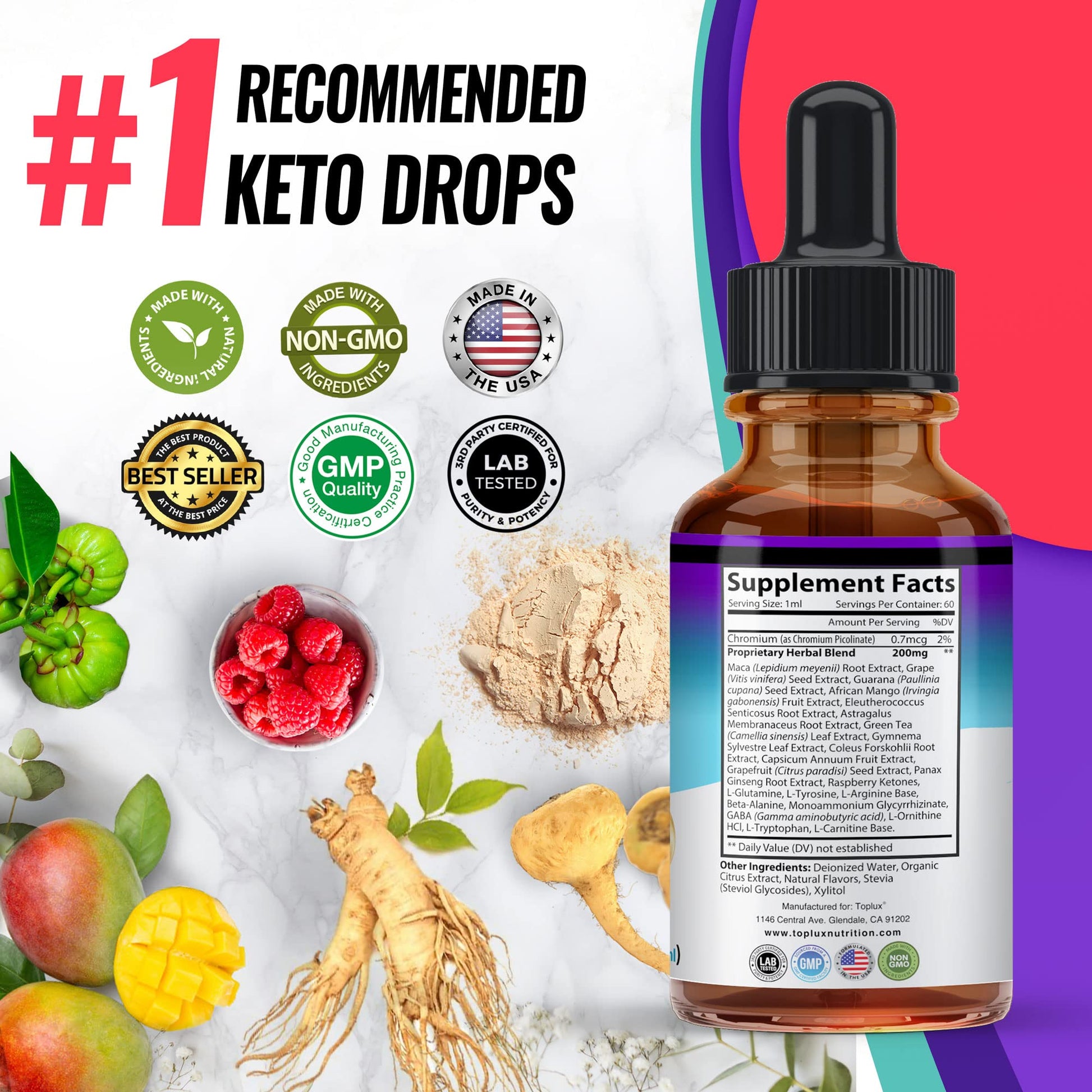 Keto Diet Drops Weight Loss Ketogenic Supplement - Premium Fat Burner Formula Toplux uk supplements