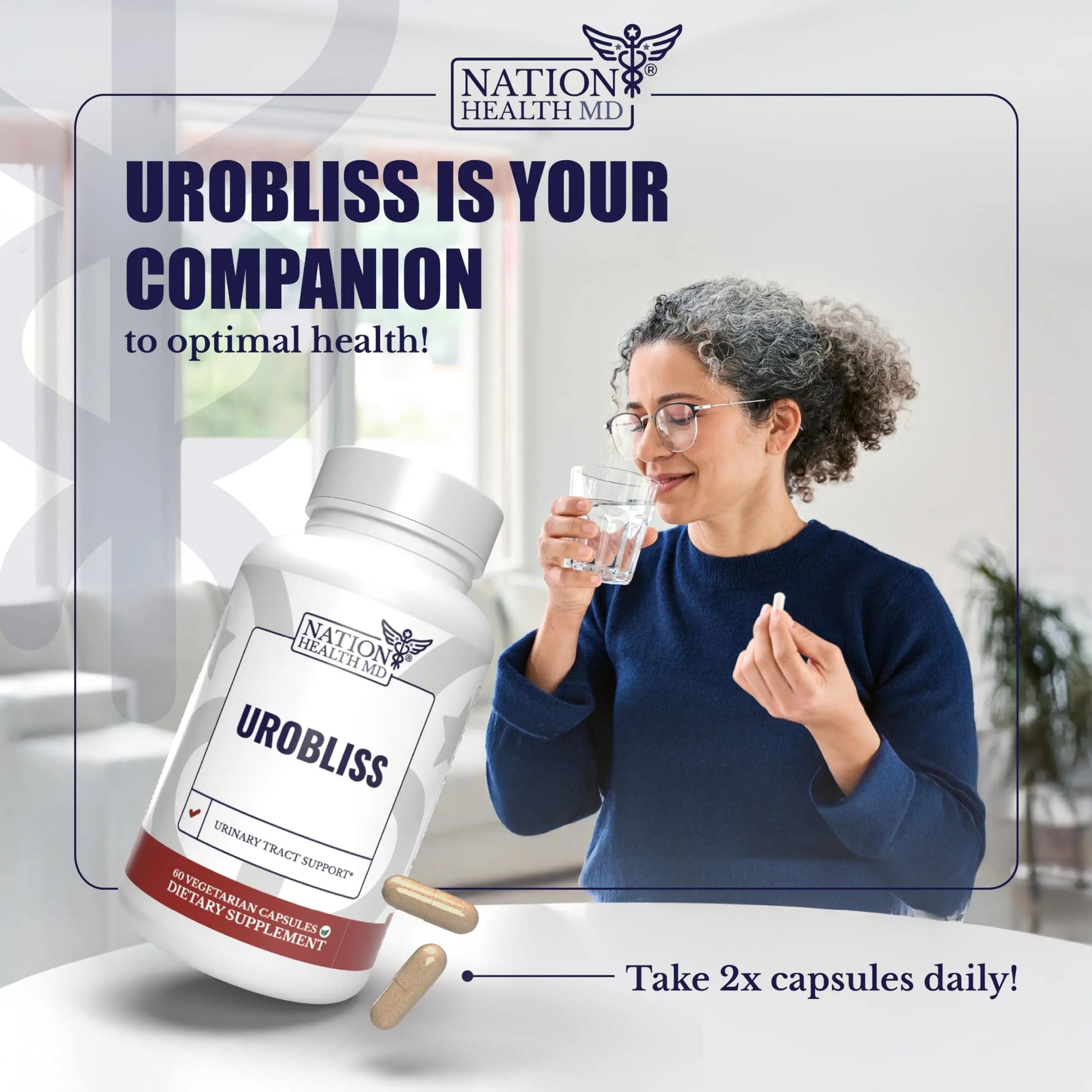 NATION HEALTH MD UroBliss Formula for Urinary Tract Support - D Mannose 1000mg Capsules with Cranberry Extract for Feminine Care and UTI-Health, 60 Capsules NATION HEALTH MD uk supplements