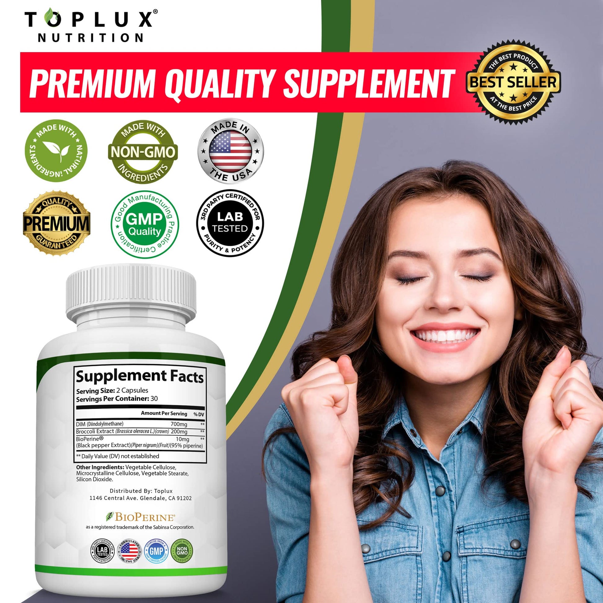 Dim Supplement 910 mg Plus BioPerine Complex - Diindolylmethane to Support Hormone Balance Toplux uk supplements