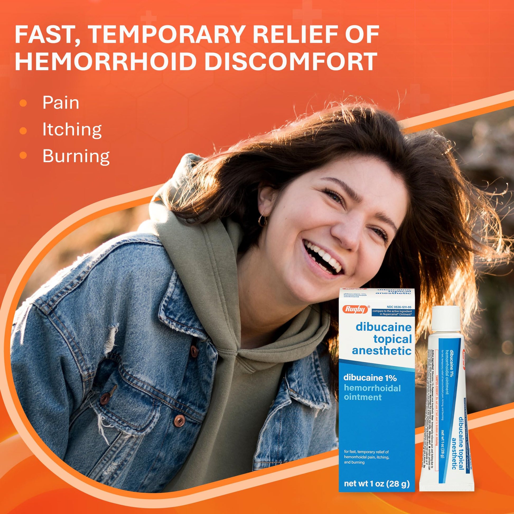 Rugby Dibucaine Topical Anesthetic 1% Hemorrhoid Ointment - Pain Relief Cream for Itching and Burning, Hemorrhoid Treatment, Anti Itch Cream 1 Oz (3 Pack) RUGBY LABORATORIES uk supplements