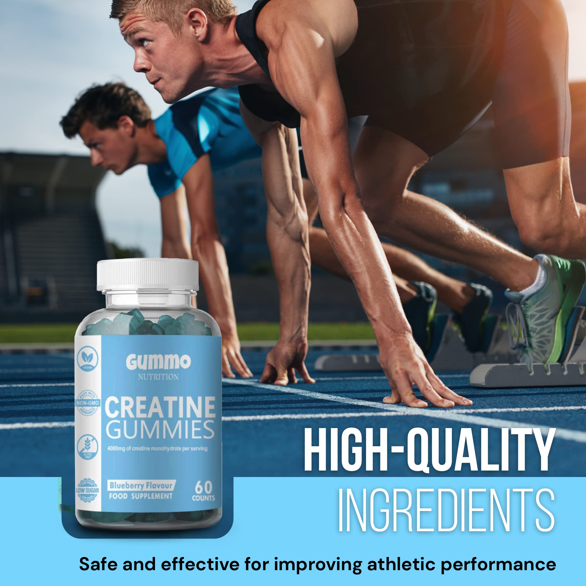 Creatine Monohydrate Gummies 4000mg for Men & Women - 60 Chewable Creatine GUMMO NUTRITION uk supplements