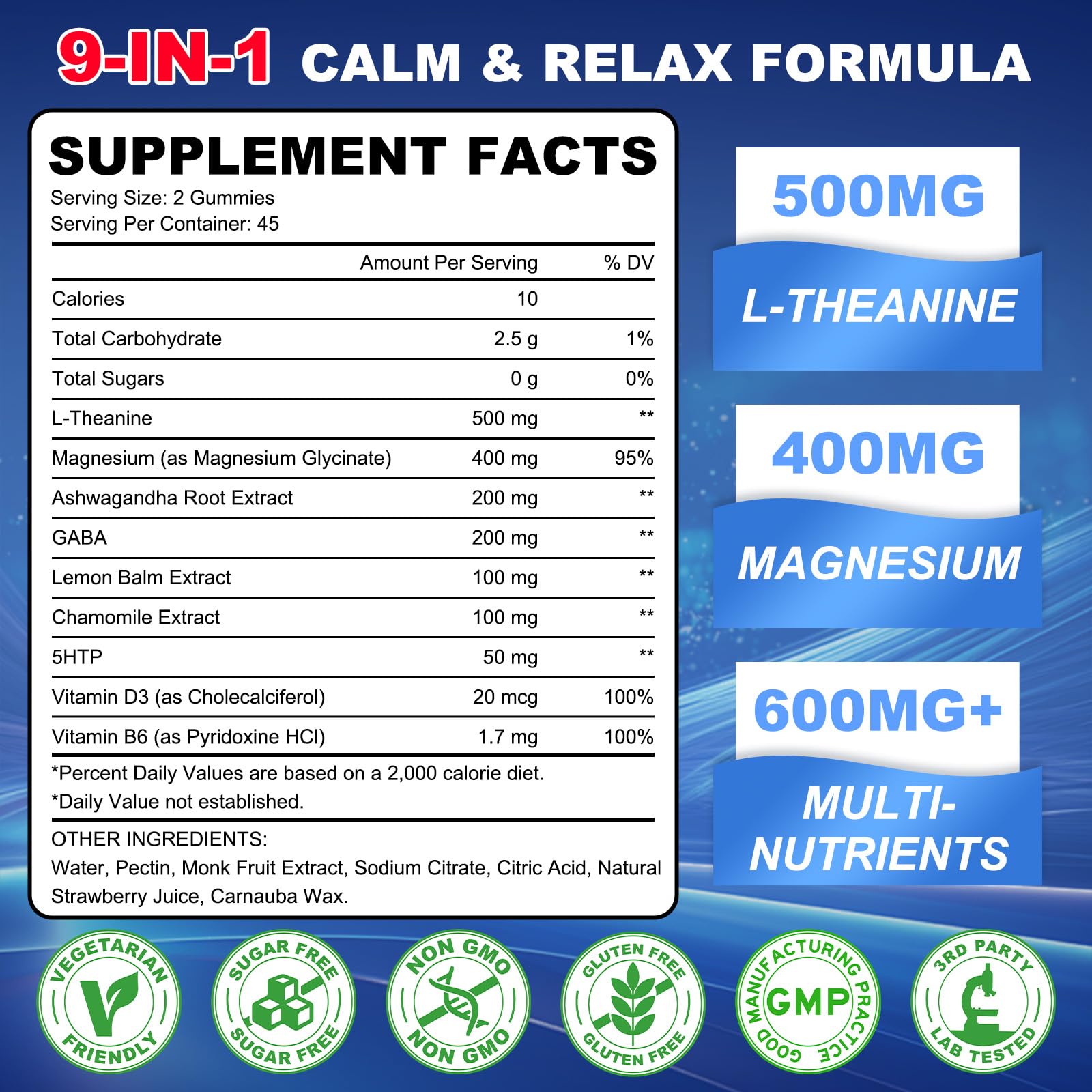 GlaGmrry 90 Count | L Theanine Gummies, L Theanine Supplement for Adults & Kids, w/Ashwagandha, Magnesium, GABA & 5-HTP, Sugar Free Liposomal Formula for Calm Relax zzZ M♡♡d & Focus, Vegan GlaGmrry uk supplements