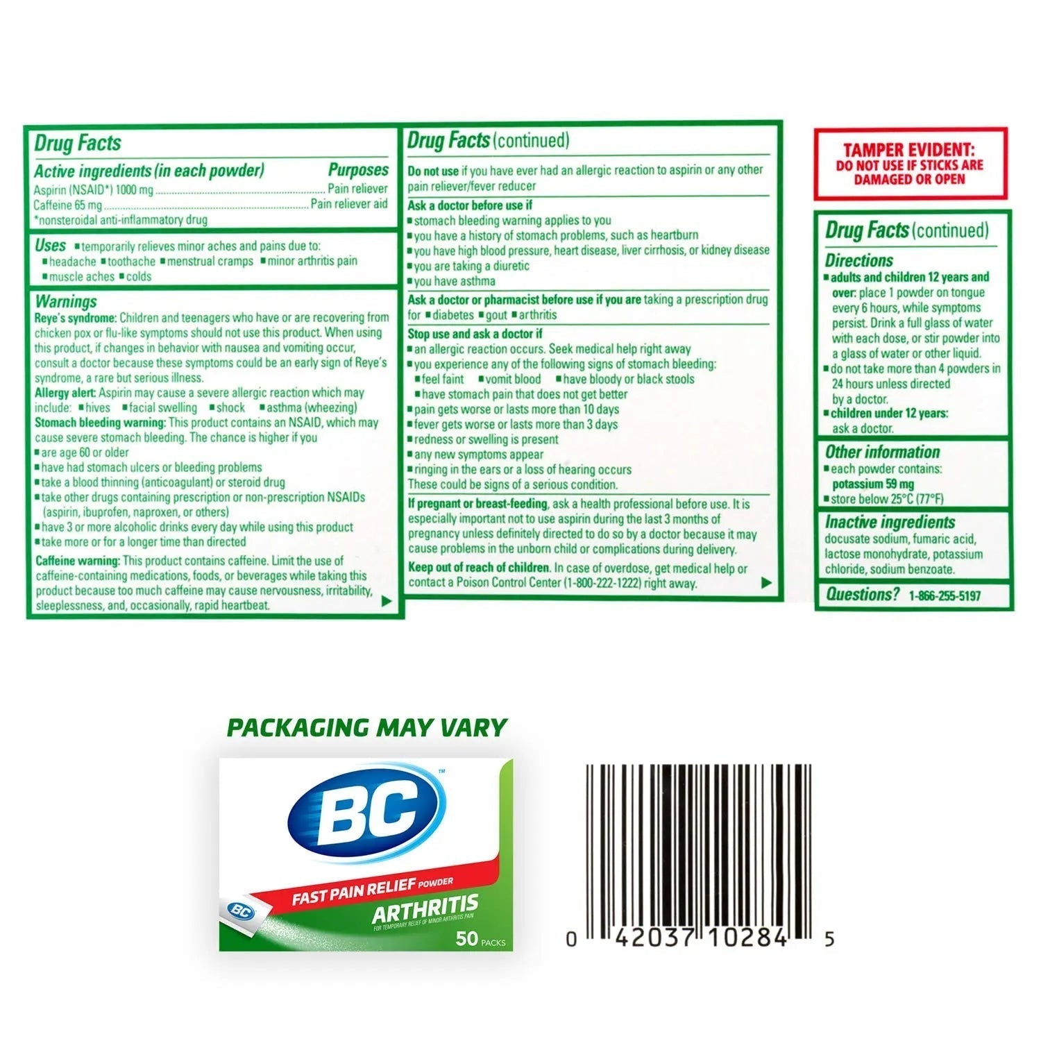 BC Powder Arthritis Pain Reliever, Aspirin Dissolve Packs, 50 Count Powder Packets BC uk supplements