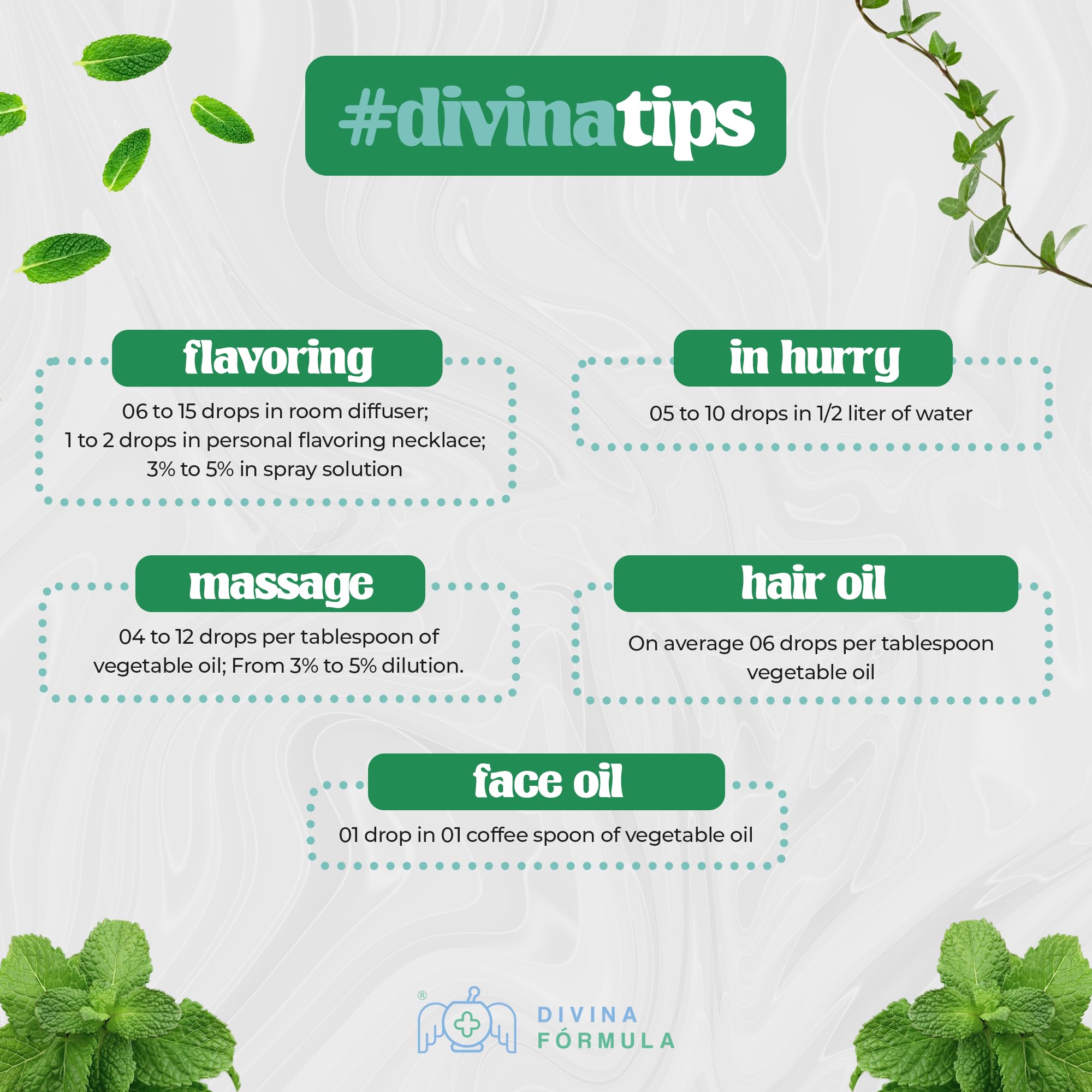Divina Fórmula - 100% Pure Peppermint Essential Oil - Aromatherapy Oils, Essential Oils - Oil for Massage Divina FÓrmula uk supplements