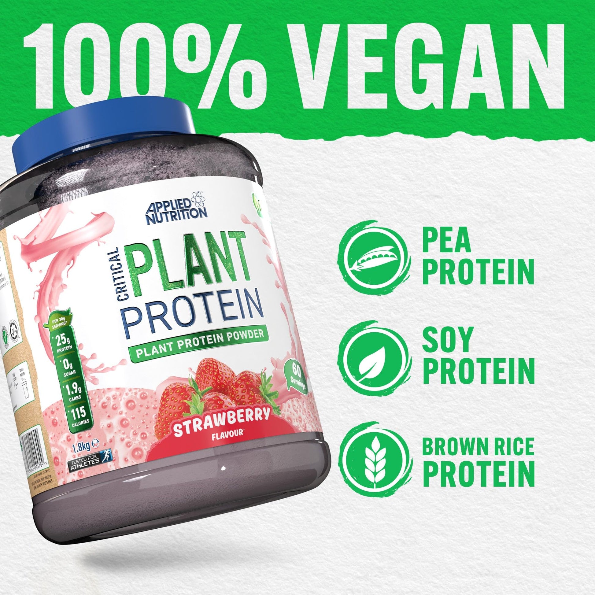 Applied Nutrition Plant Protein Powder – Critical Plant Vegan Protein Shake with SOYA Applied Nutrition uk supplements